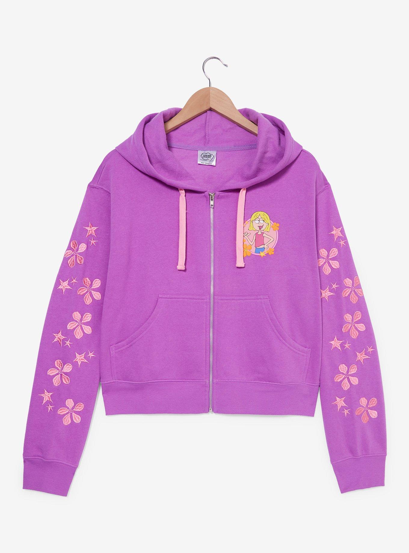 Disney Lizzie McGuire Cartoon Lizzie Floral Cropped Women's Zippered Hoodie, , hi-res