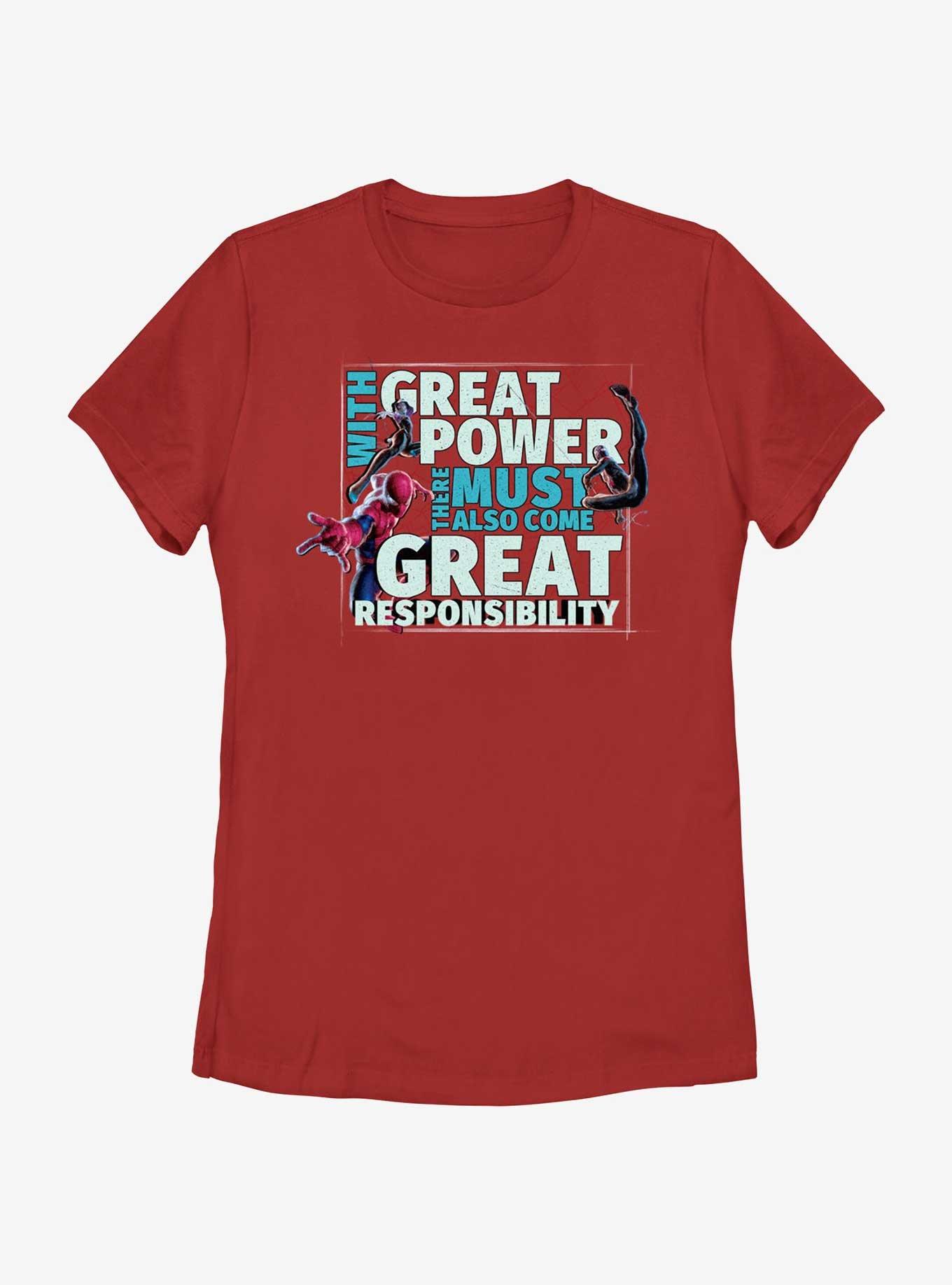 Marvel Spider-Man Power And Responsibility Womens T-Shirt, RED, hi-res