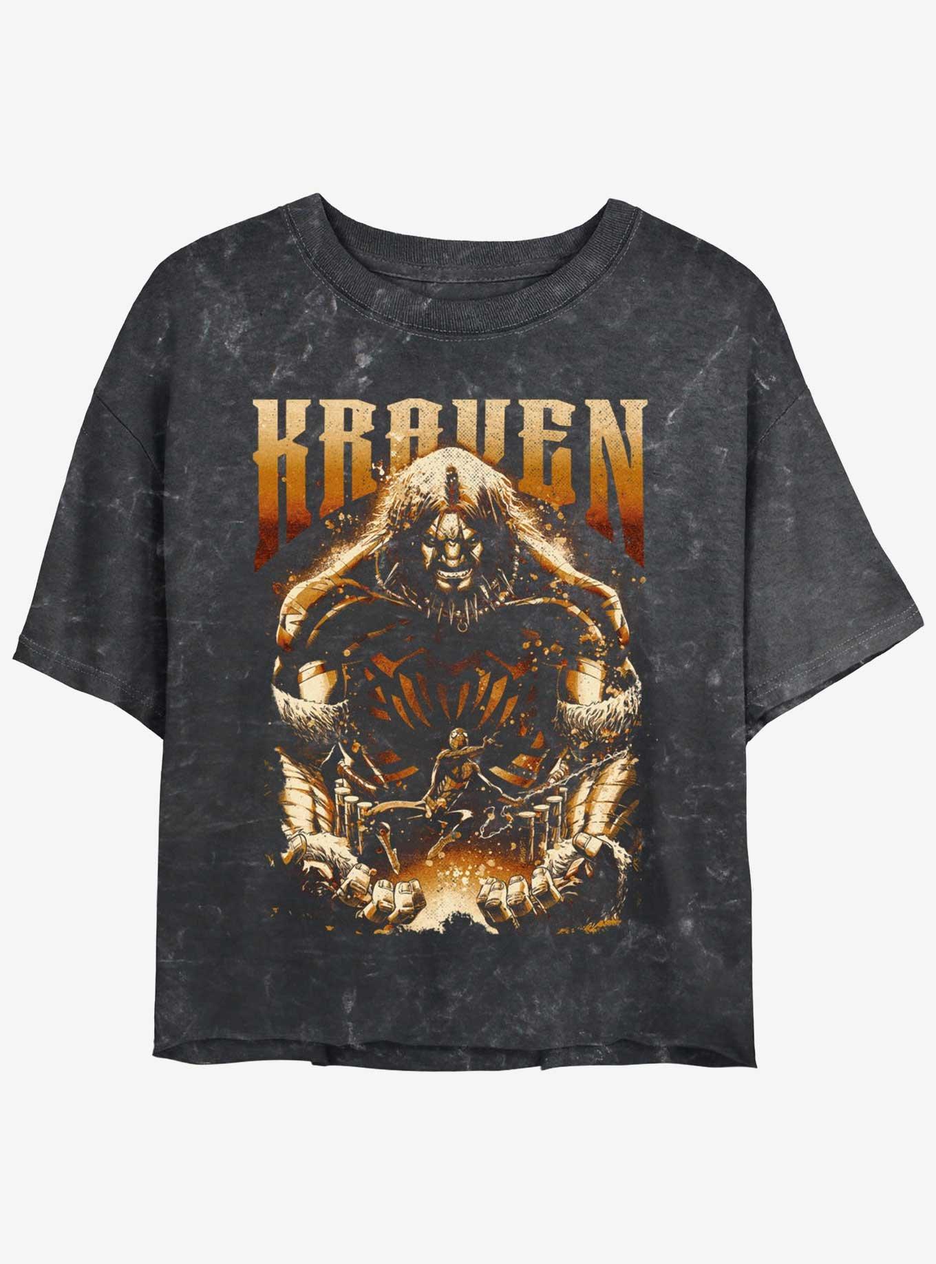 Marvel Kraven the Hunter Red Kraven Spider Womens Mineral Wash Crop T-Shirt, BLACK, hi-res