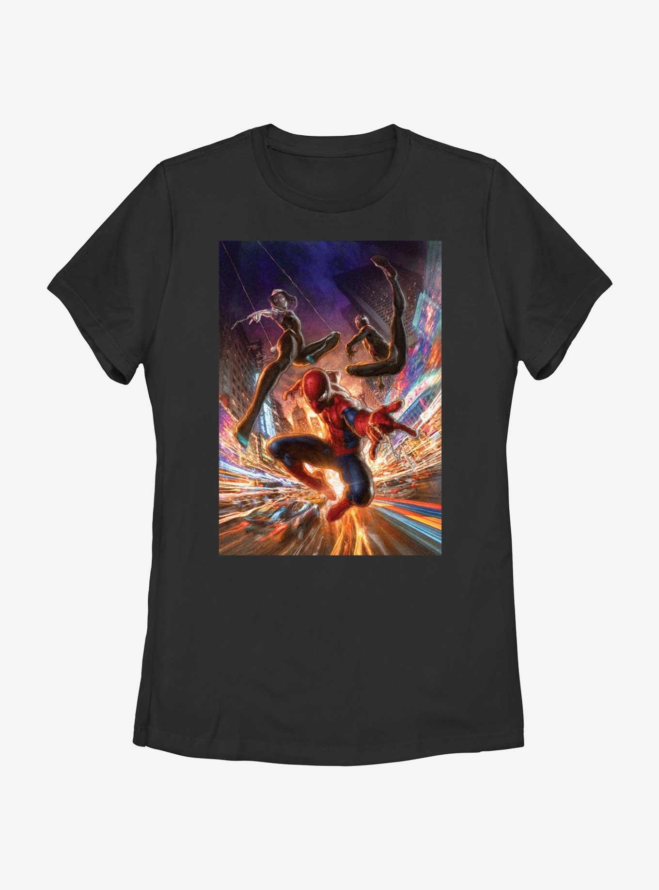 Marvel Spider-Man Spiders City Womens T-Shirt, BLACK, hi-res view 1