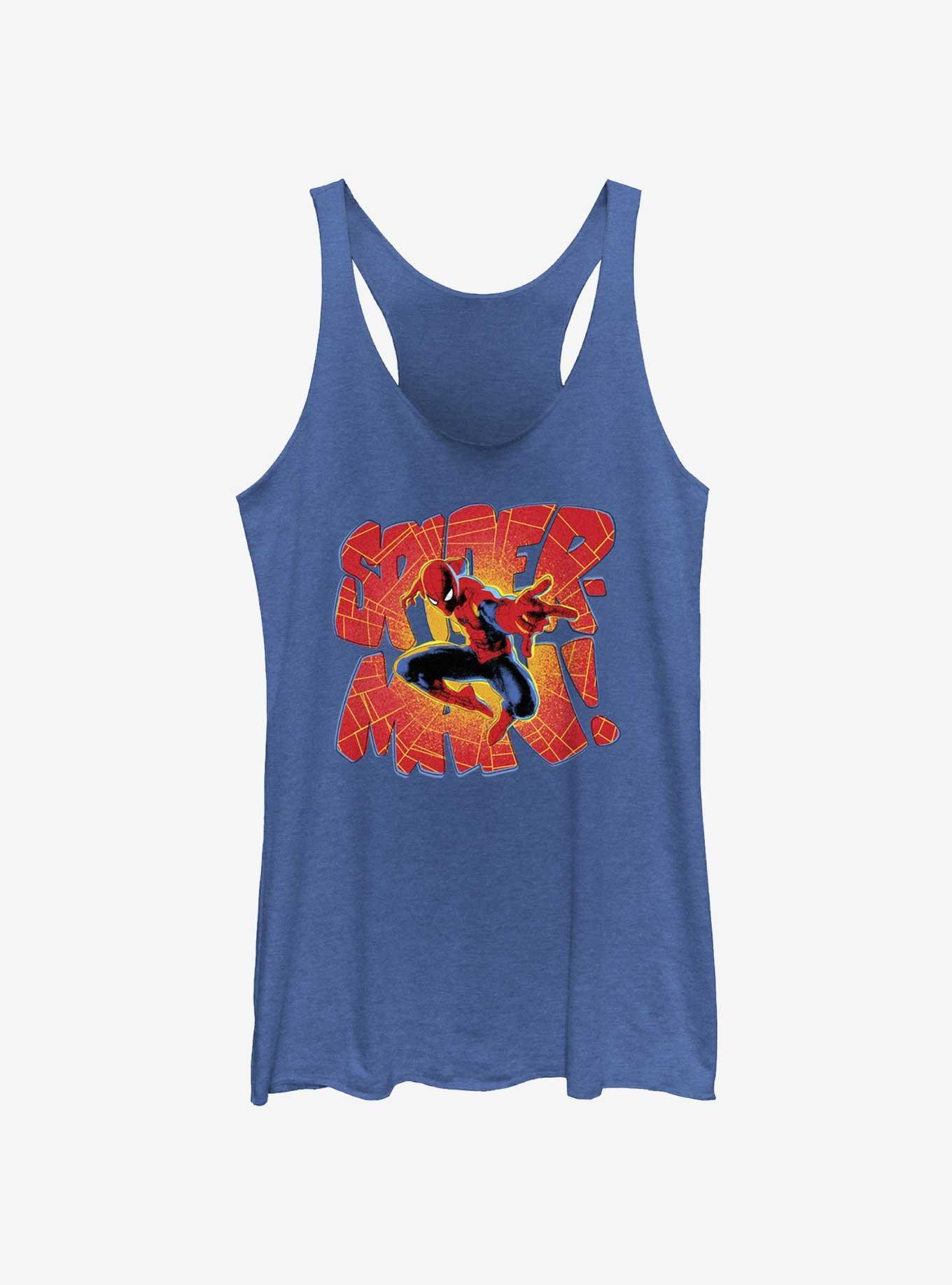 Marvel Spider-Man Comic Letters Womens Tank Top, ROY HTR, hi-res