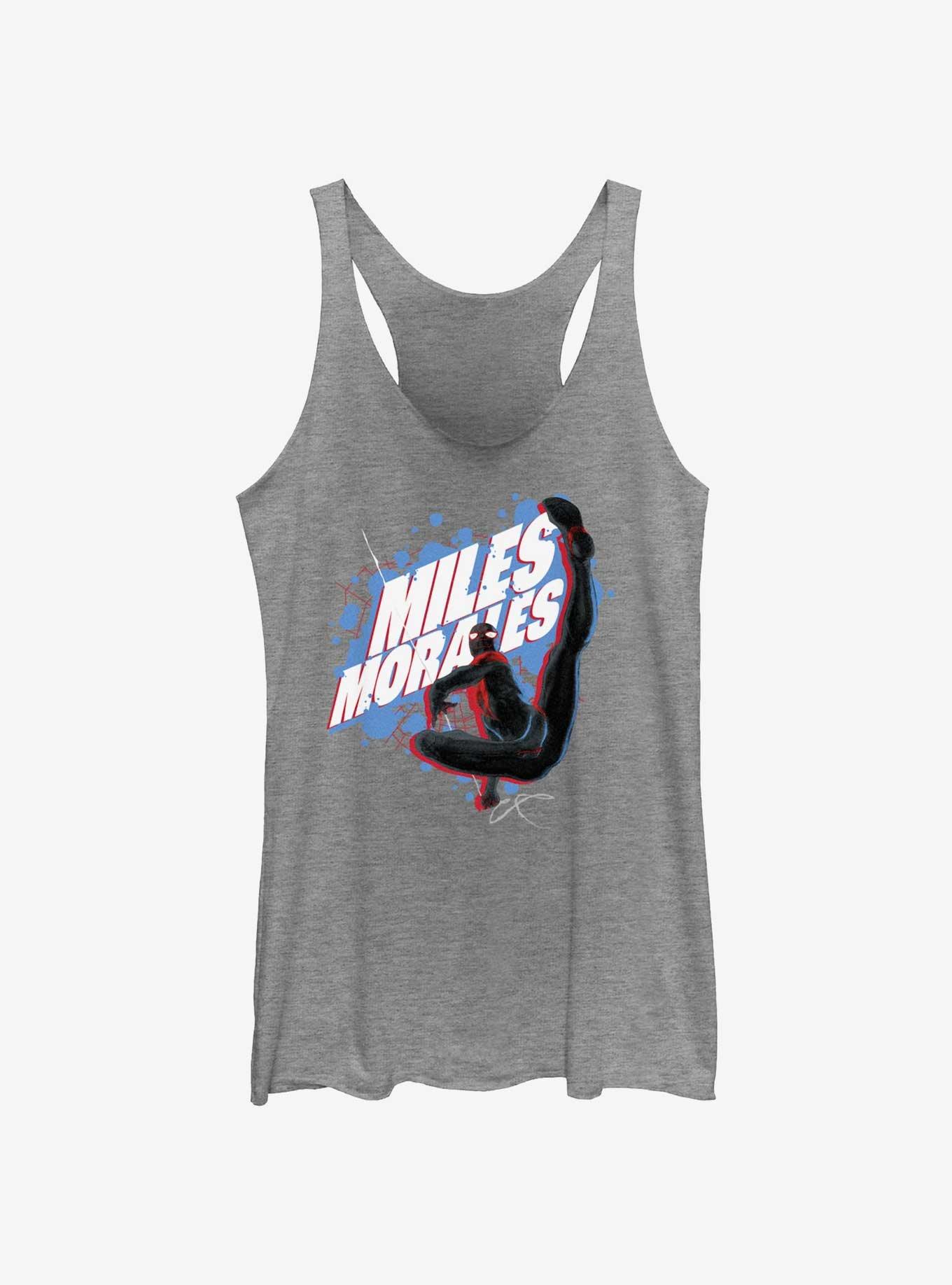 Marvel Spider-Man Miles Morales Pose Womens Tank Top, GRAY HTR, hi-res