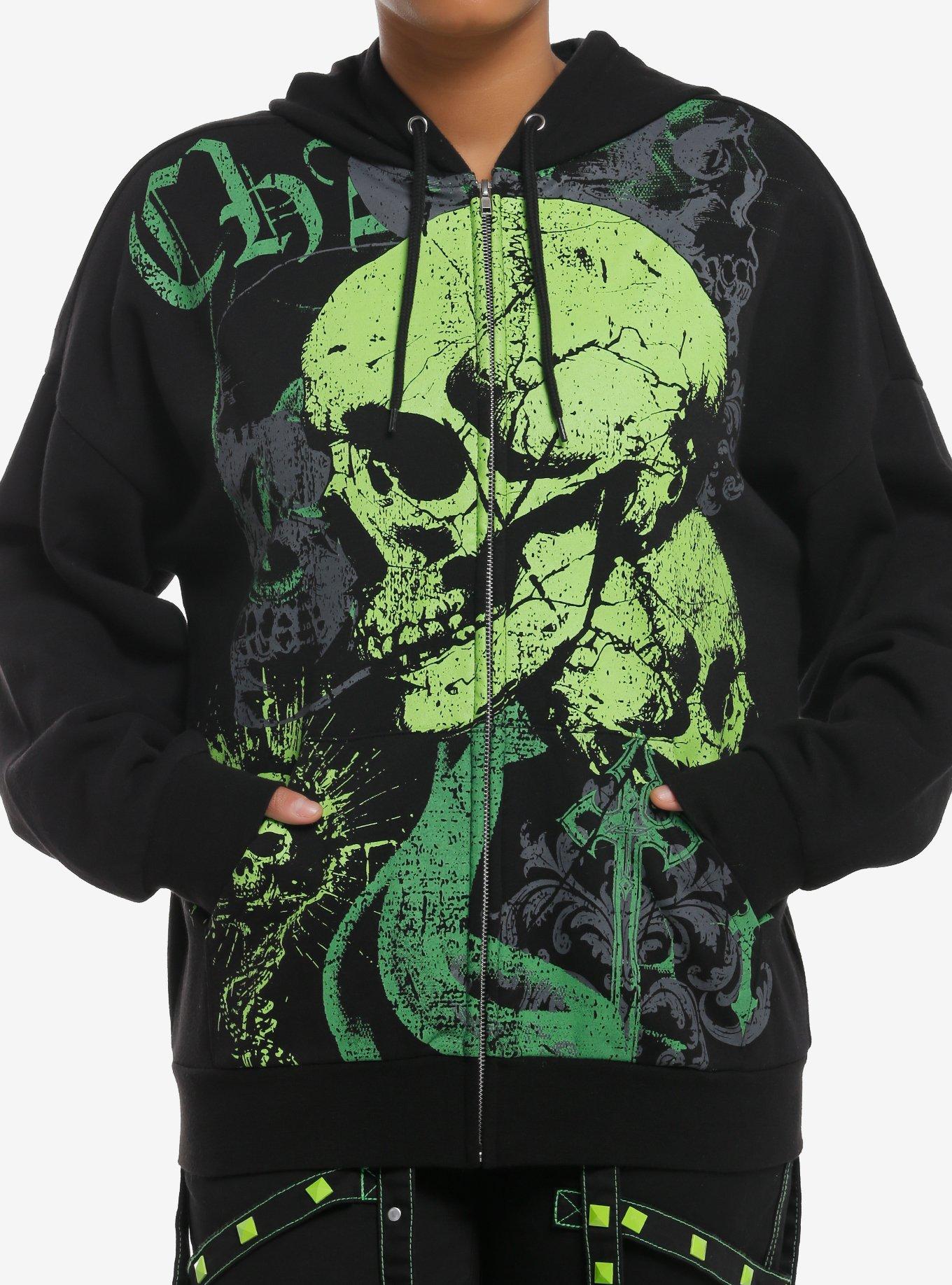 Social Collision Green Skull Chaos Girls Hoodie | Hot Topic