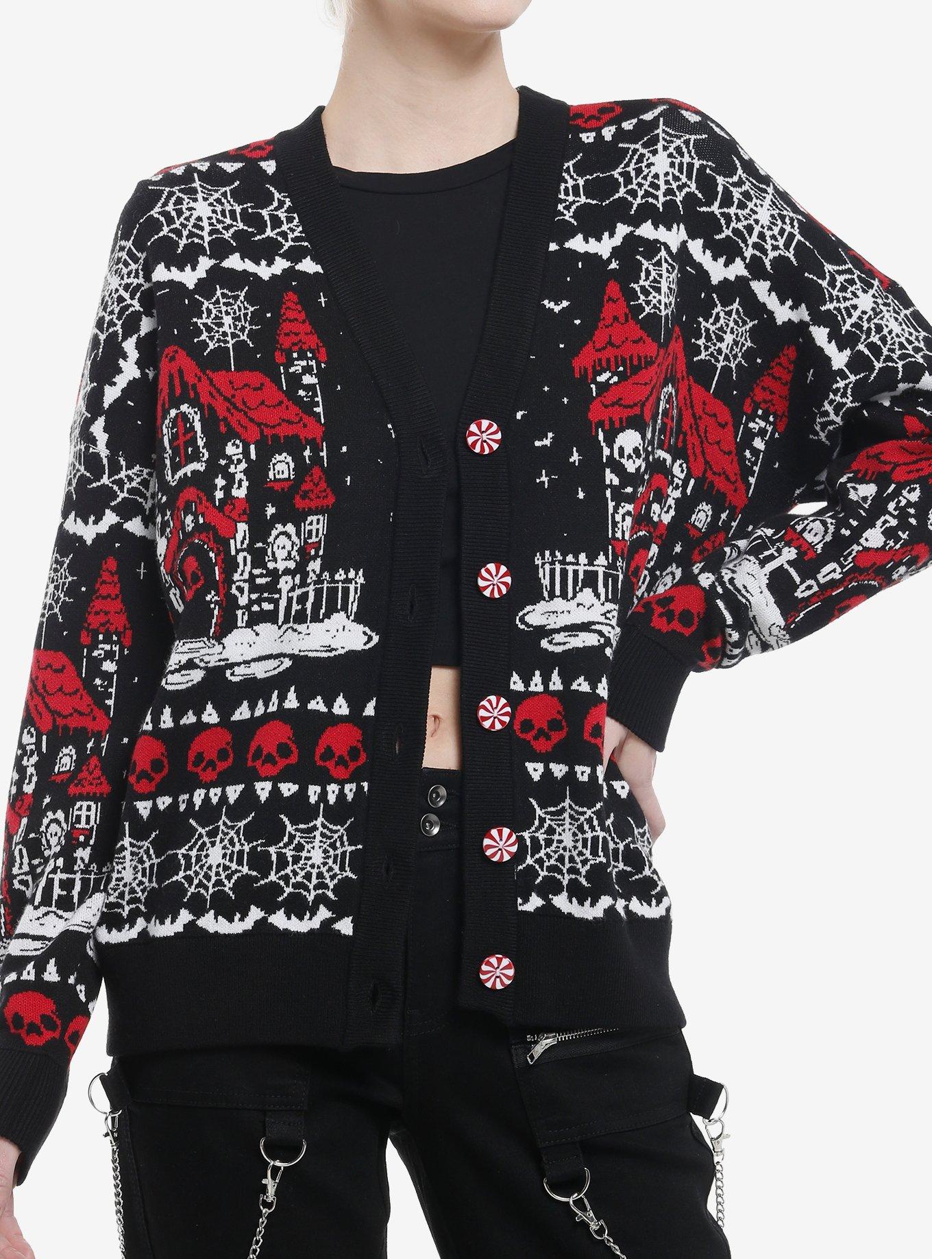 Social Collision Haunted Gingerbread House Girls Cardigan, , hi-res