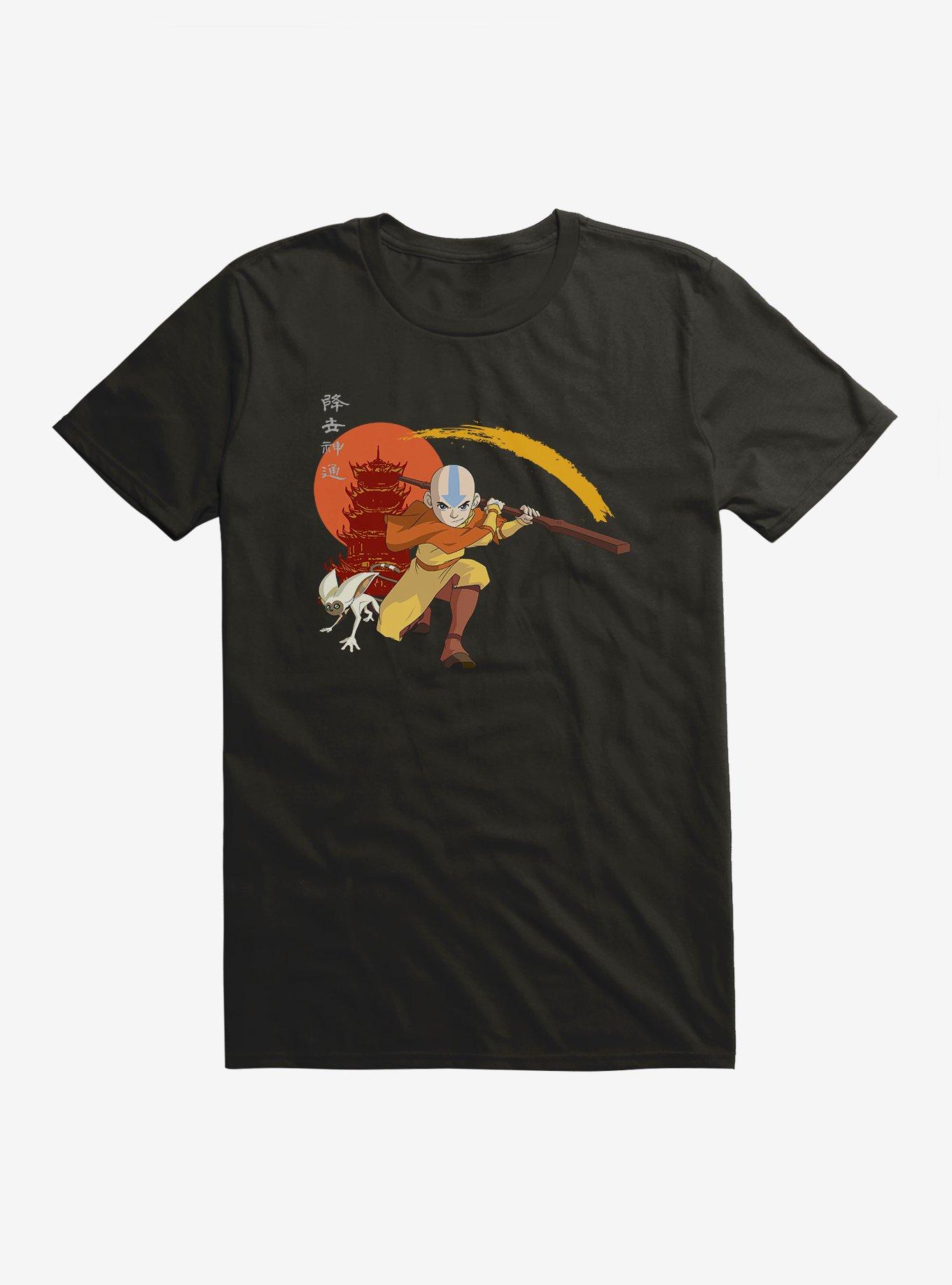 Avatar: The Last Airbender Aang And Momo Kanji T-Shirt, BLACK, hi-res