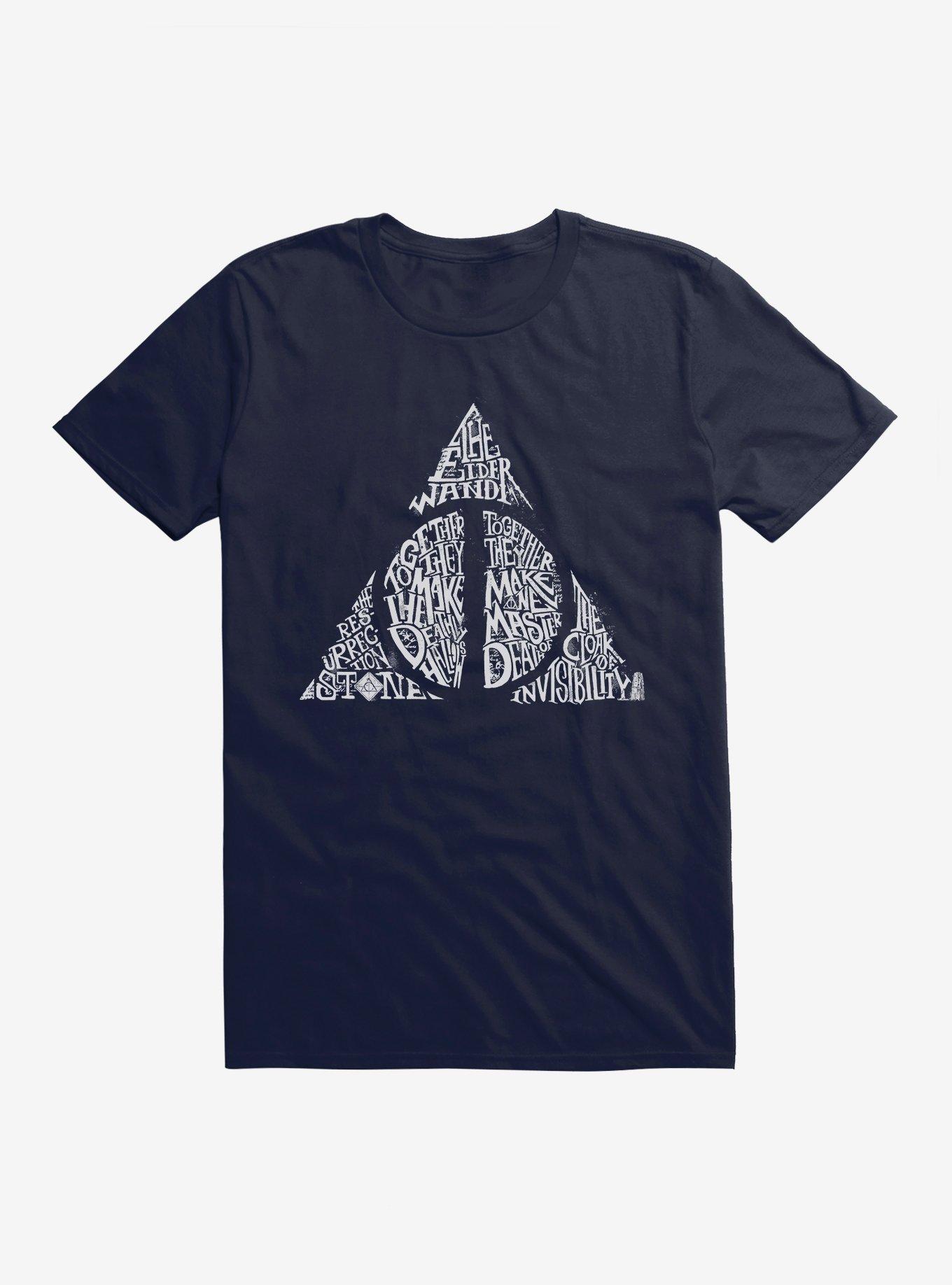 Harry Potter Deathly Hallows Script T-Shirt, NAVY, hi-res