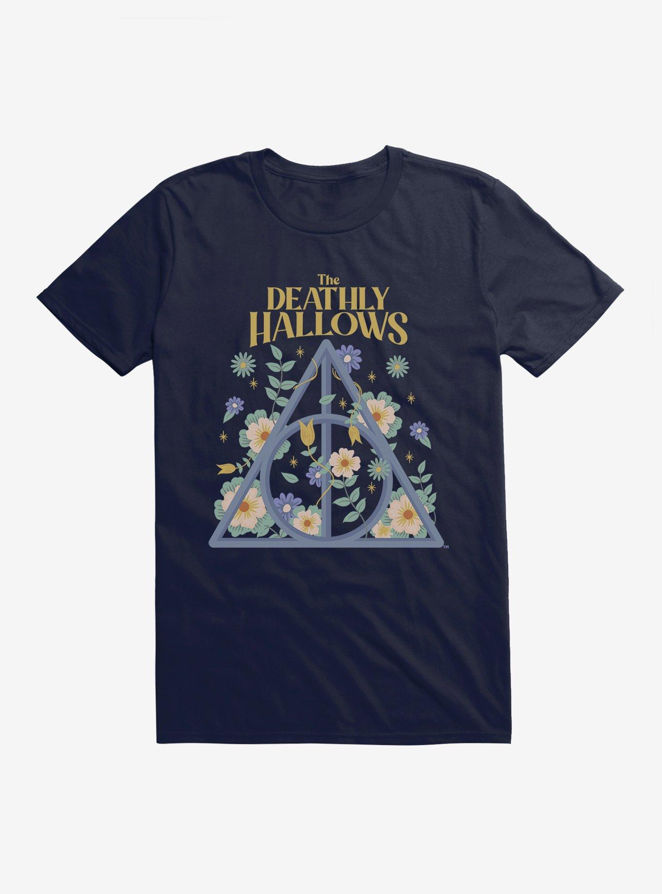 Harry Potter The Deathly Hallows Flowers T-Shirt, NAVY, hi-res