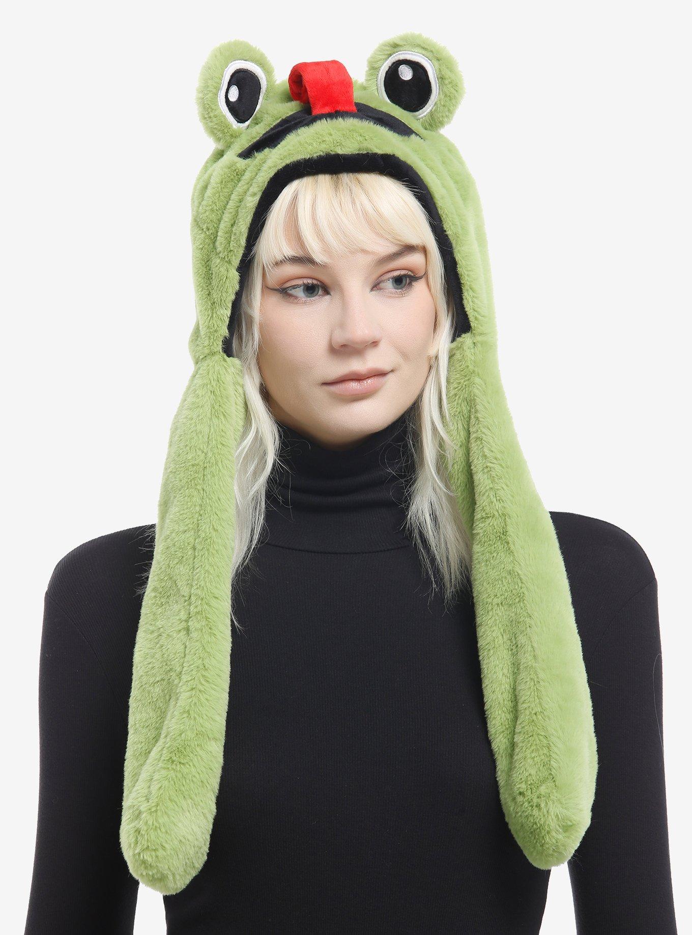 Green Frog Knit Hat for Women Let\'s Your Ponytail Hang Out In The Back Portland Frog Hat, inspired by the Portland Frog. Free  main image 2