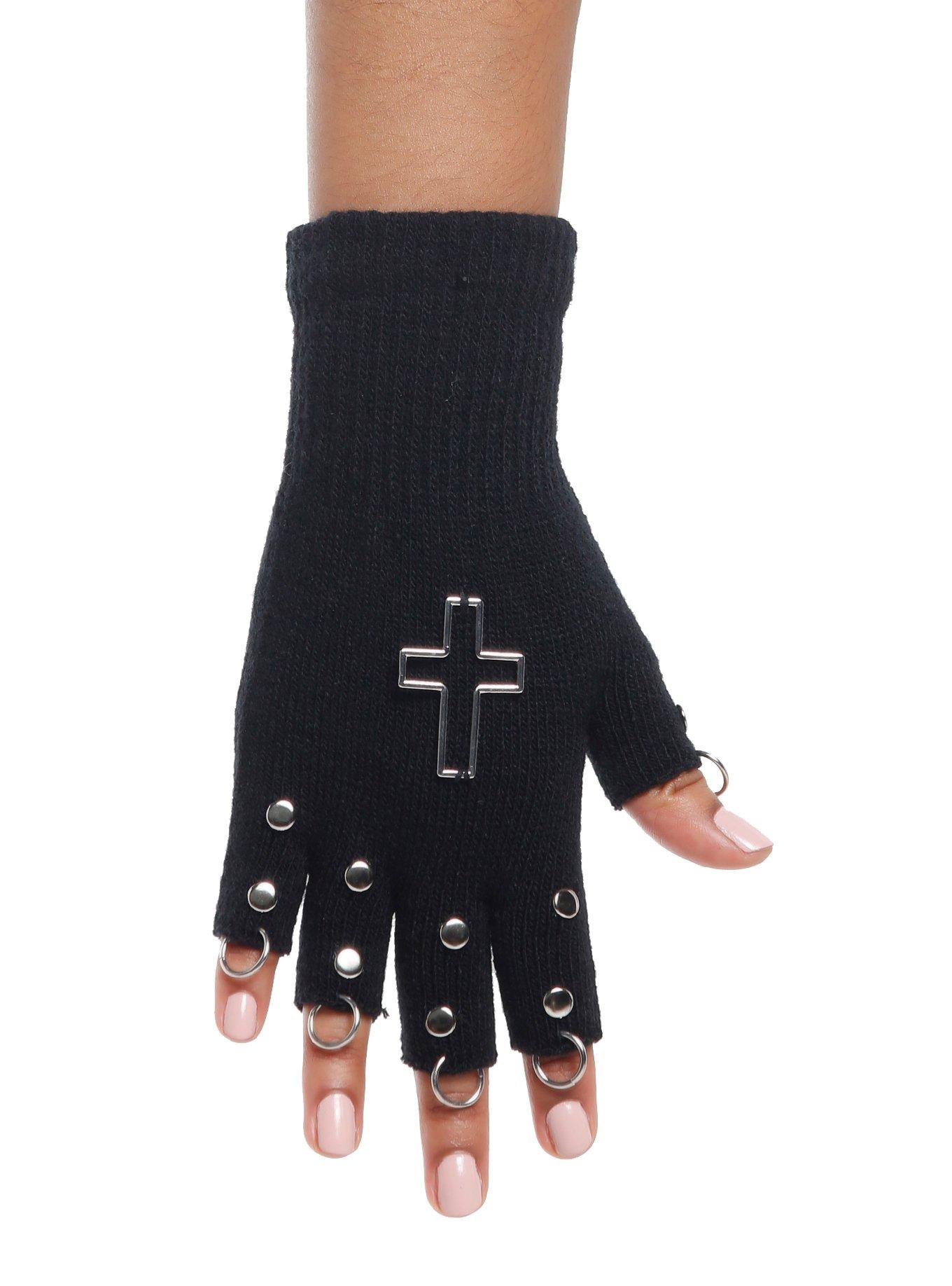 Hardware Cross Fingerless Gloves, , hi-res