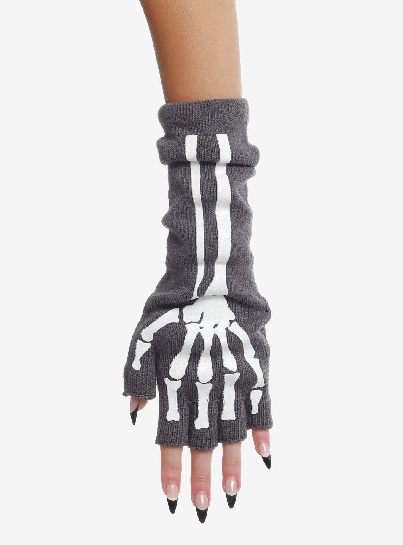 Grey Skeleton Slouch Arm Warmers, , hi-res