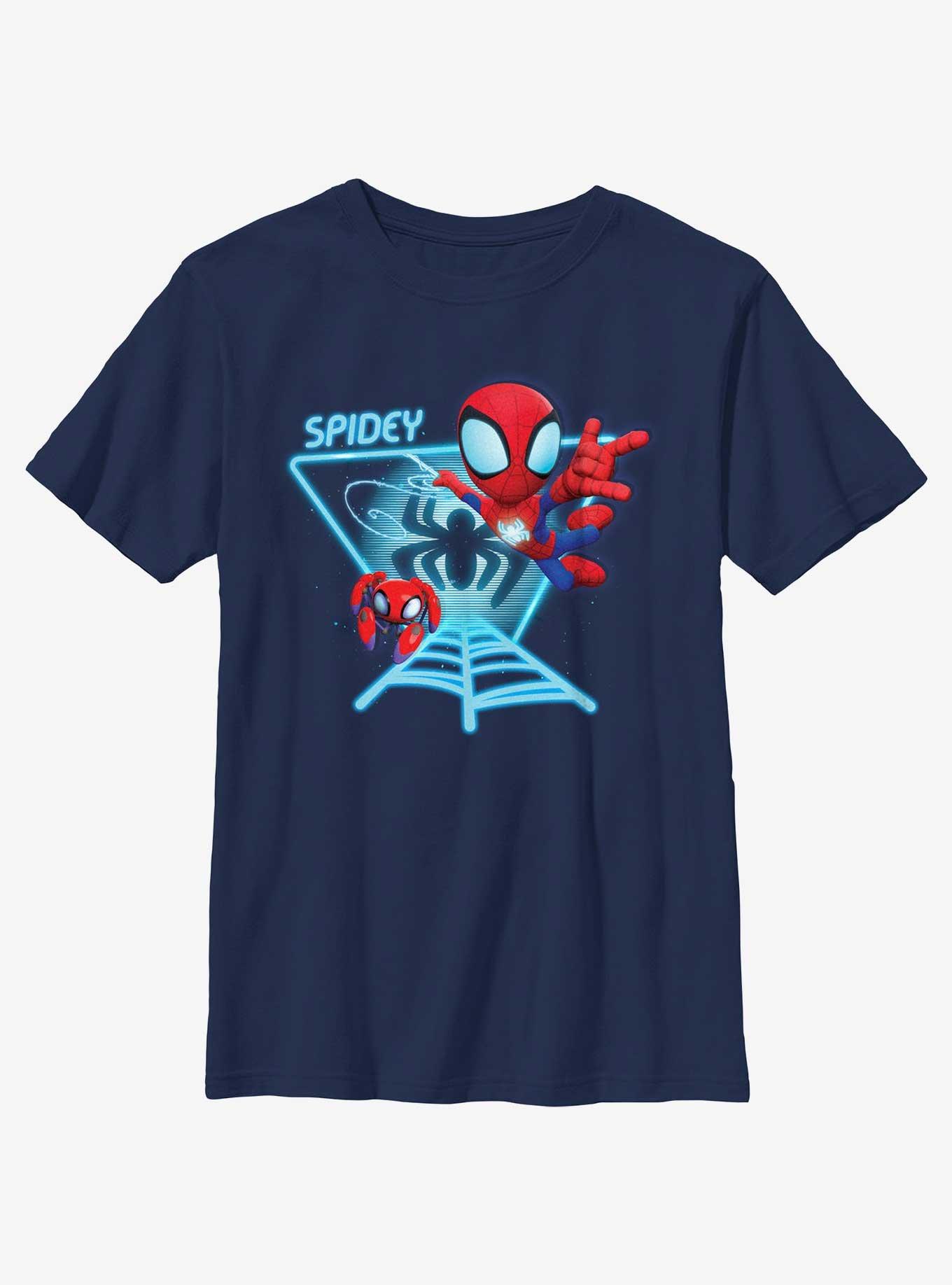 Marvel Spidey and His Amazing Friends Spidey Glow Webs Youth T-Shirt, NAVY, hi-res