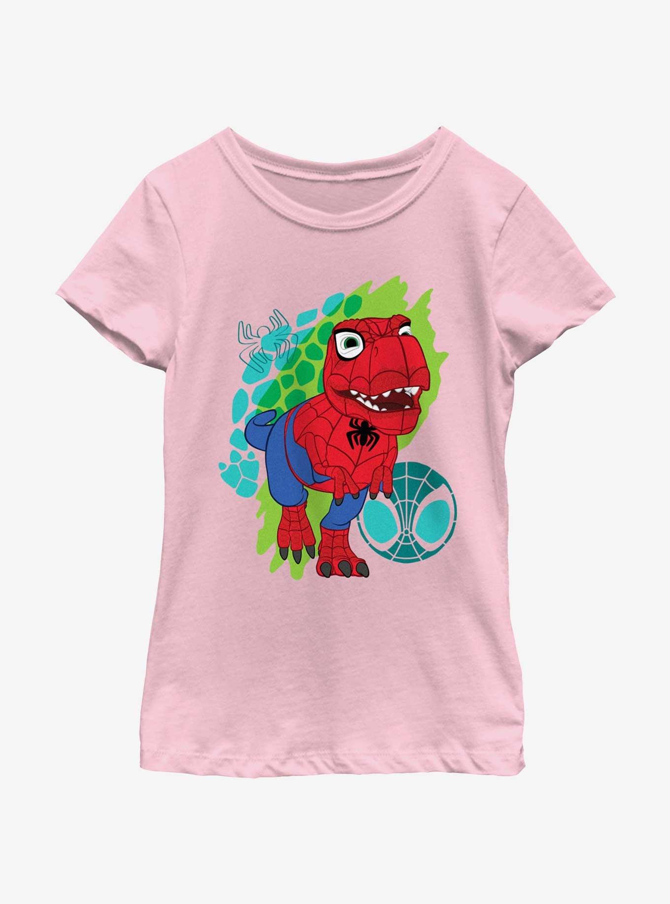 Marvel Spidey and His Amazing Friends Spidey Dino Webs Girls Youth T-Shirt, PINK, hi-res