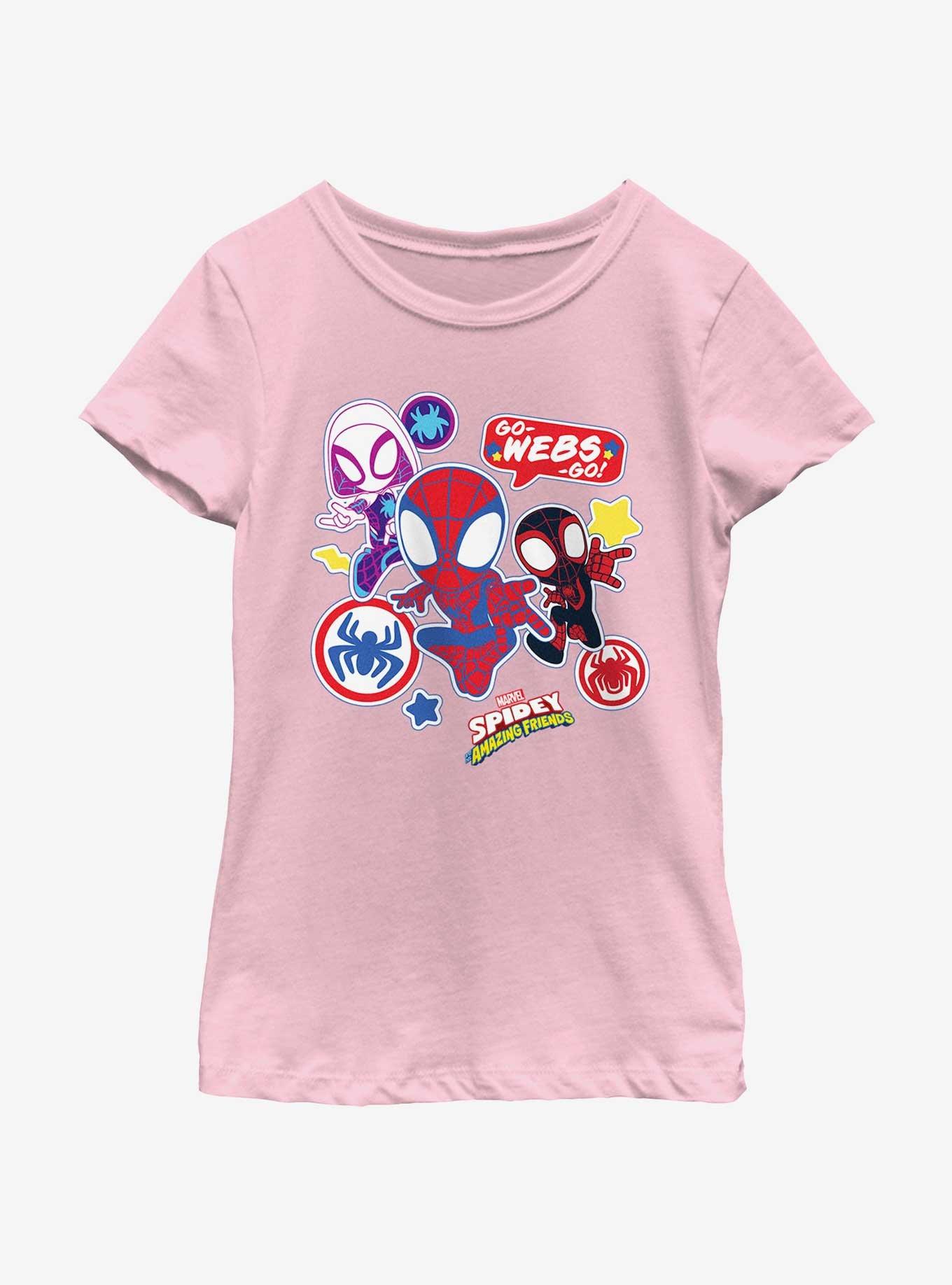 Marvel Spidey and His Amazing Friends Three Web Amigos Girls Youth T-Shirt, PINK, hi-res