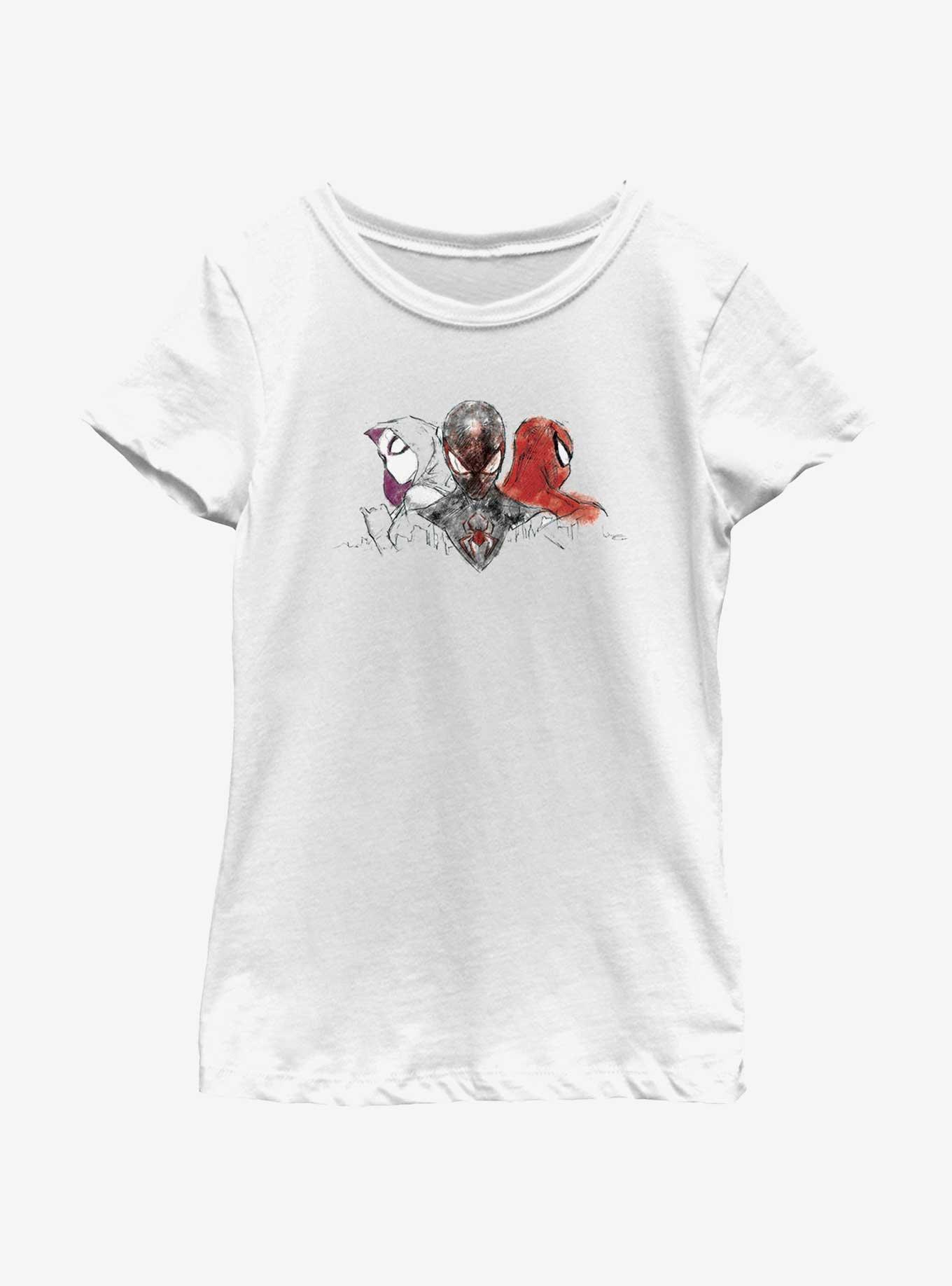 Marvel Spider-Man Three Spiders Girls Youth T-Shirt, WHITE, hi-res