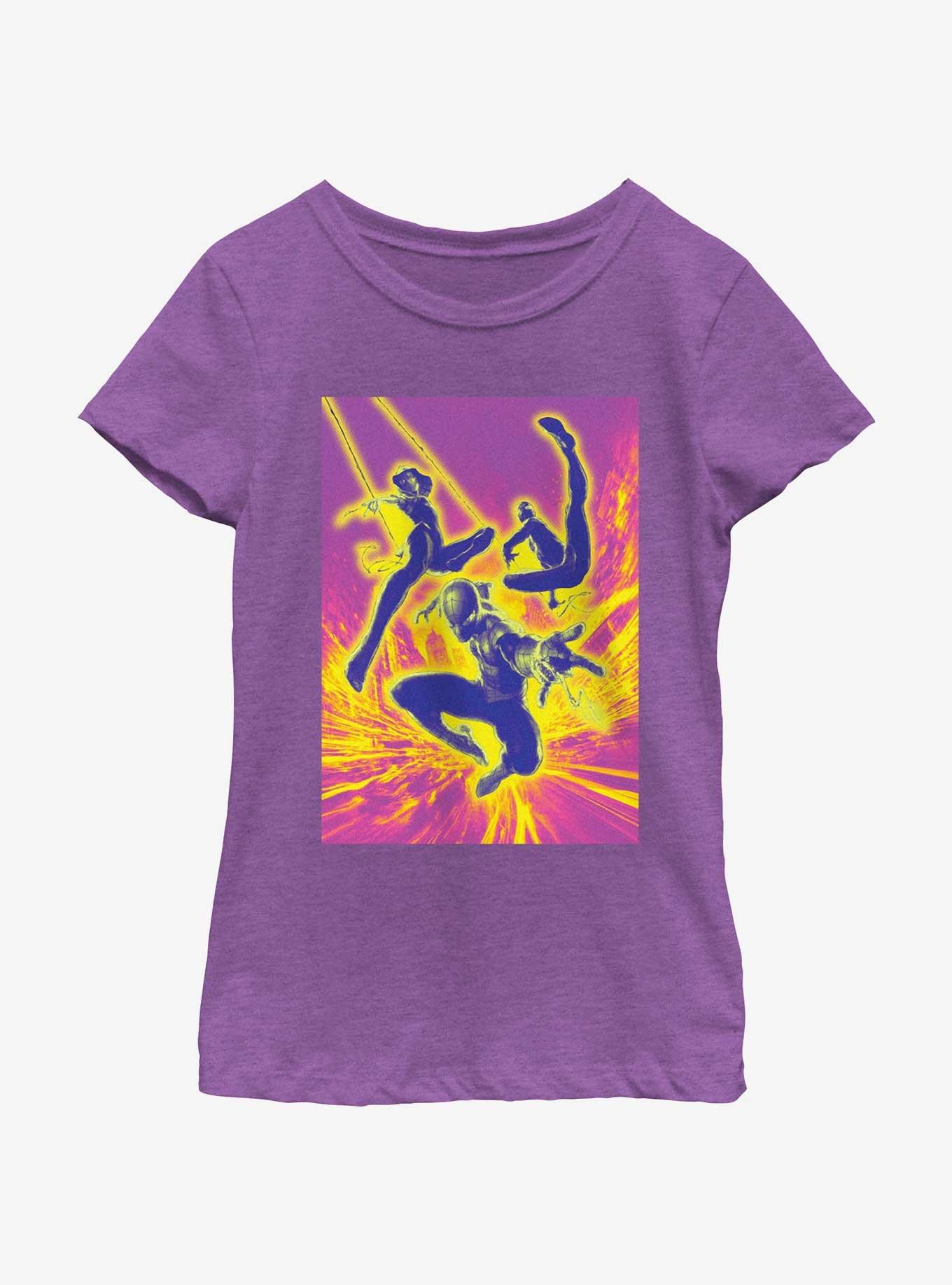 Marvel Spider-Man Neon Spiders Girls Youth T-Shirt, PURPLE BERRY, hi-res