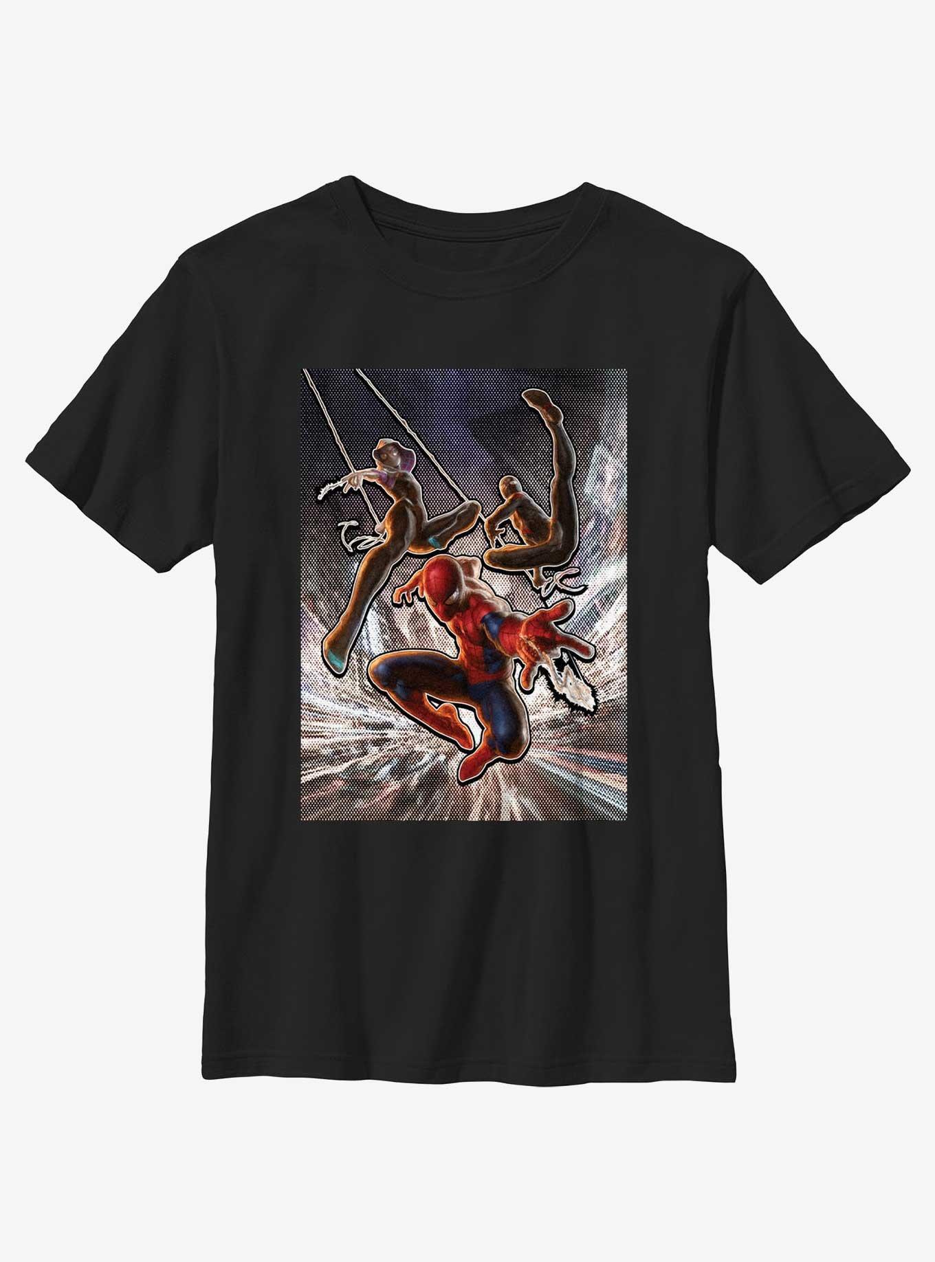 Marvel Spider-Man Spiders City Poster Youth T-Shirt, BLACK, hi-res