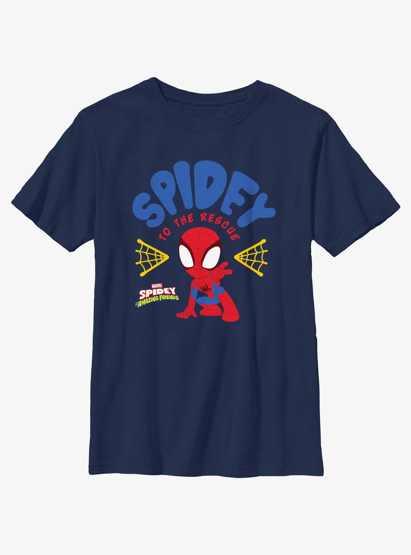 Marvel Spidey and His Amazing Friends Rescue Hero Webs Youth T-Shirt, NAVY, hi-res