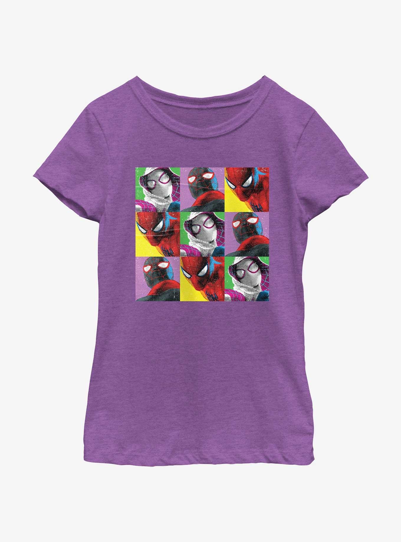 Marvel Spider-Man Spiders Mosaic Girls Youth T-Shirt, PURPLE BERRY, hi-res