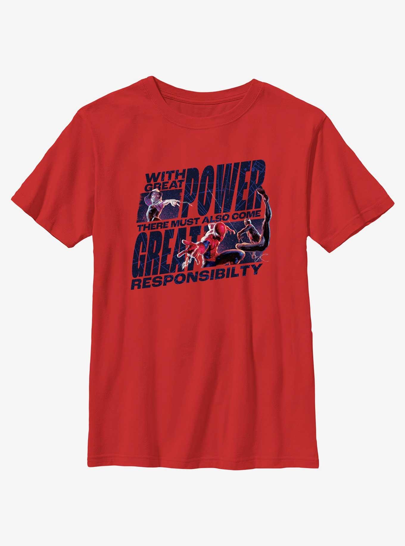 Marvel Spider-Man Great Power Comes Great ResponsibilityYouth T-Shirt, RED, hi-res