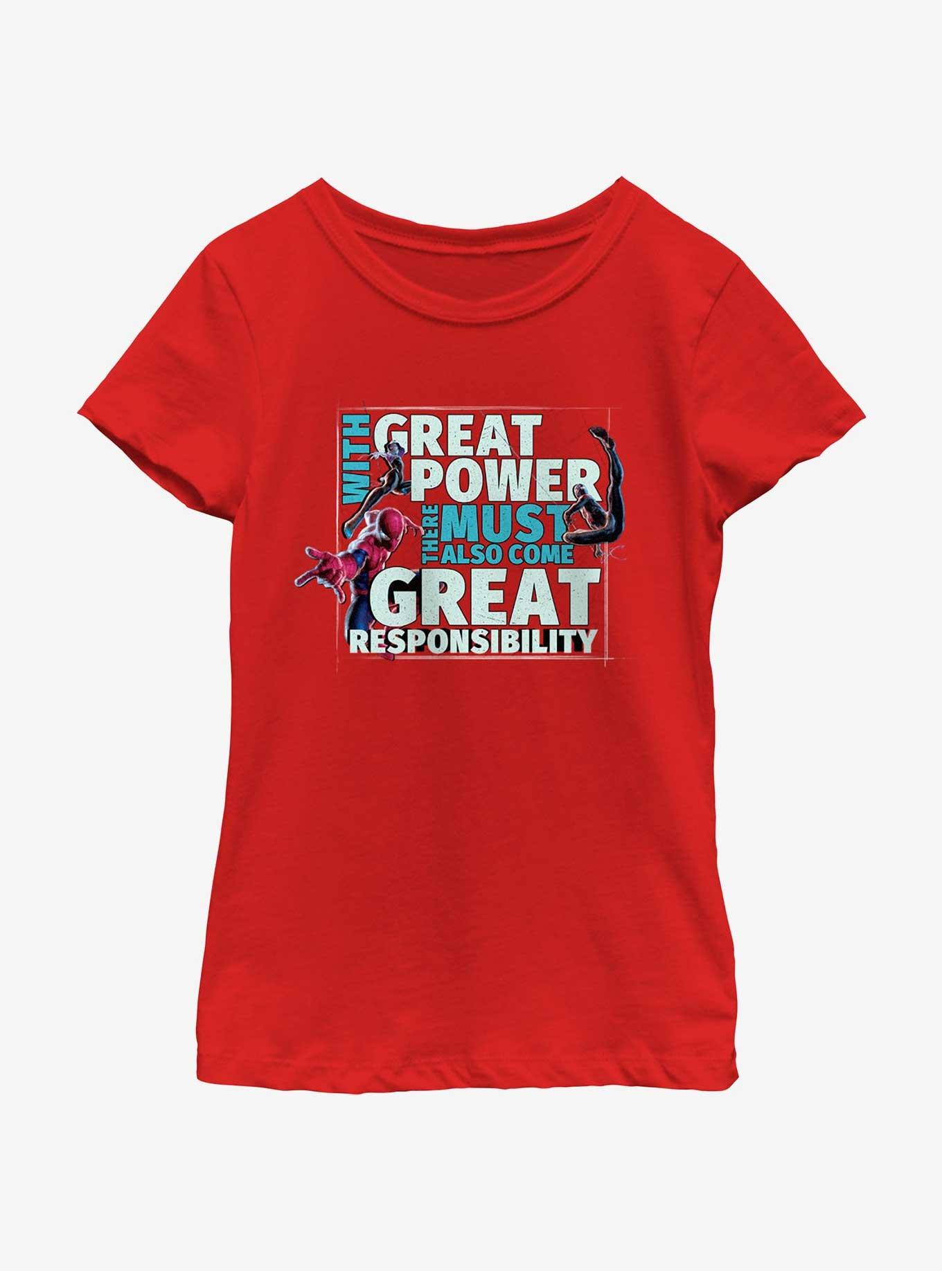 Marvel Spider-Man Power And Responsibility Girls Youth T-Shirt