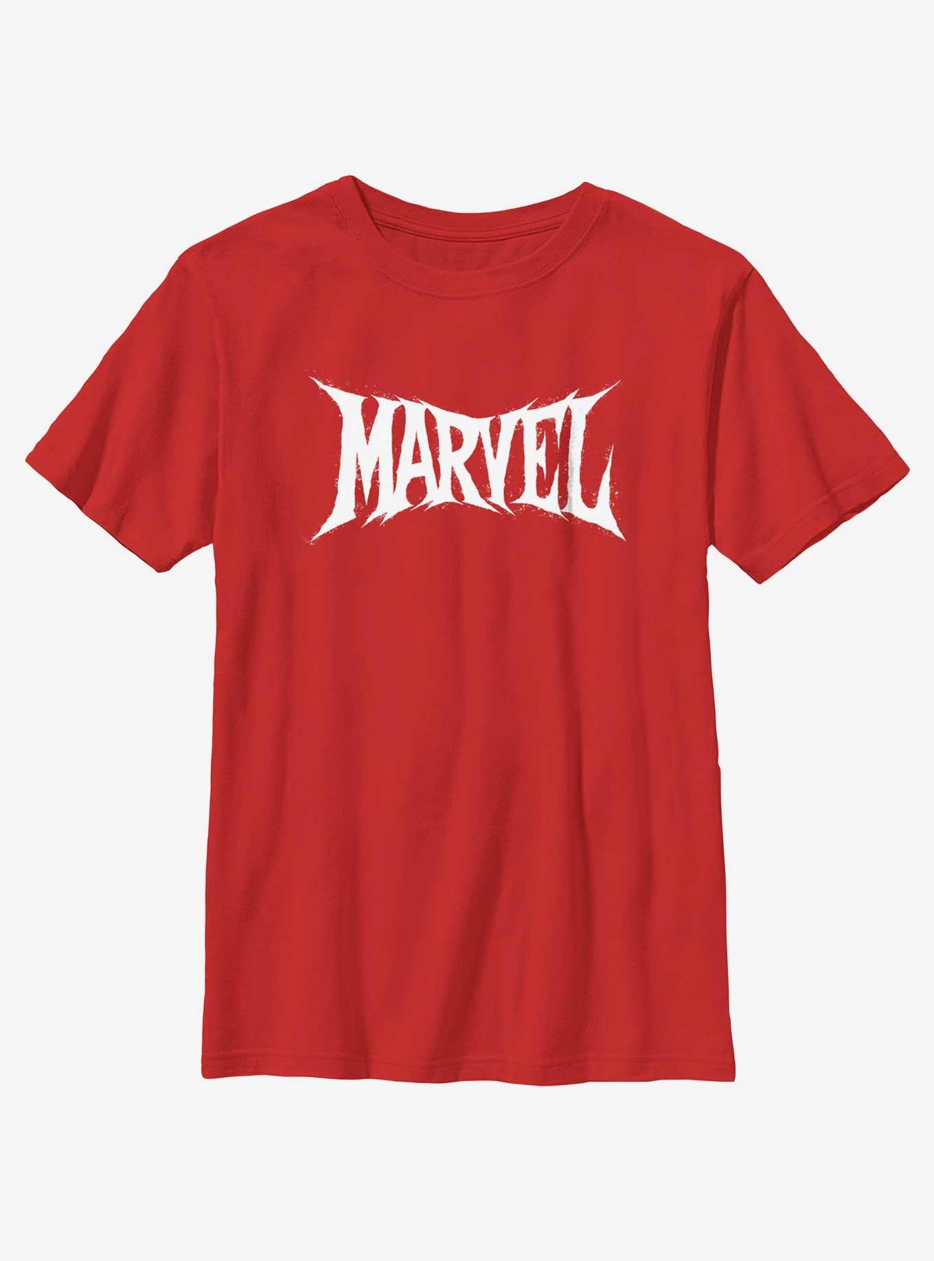 Marvel Metal Marvel Logo Youth T-Shirt, RED, hi-res