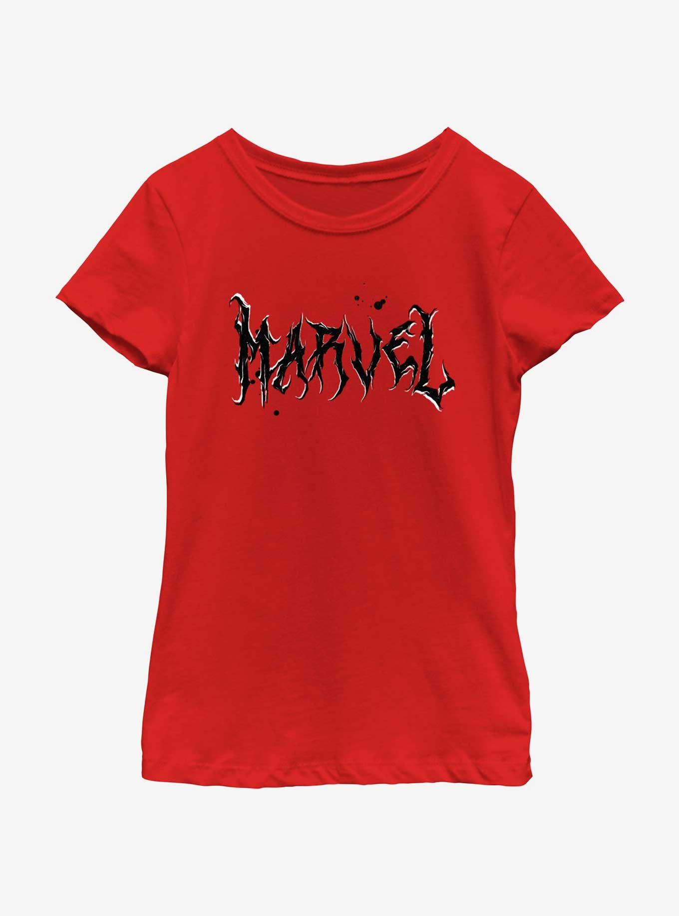 Marvel Metal Marvel Logo Girls Youth T-Shirt, RED, hi-res