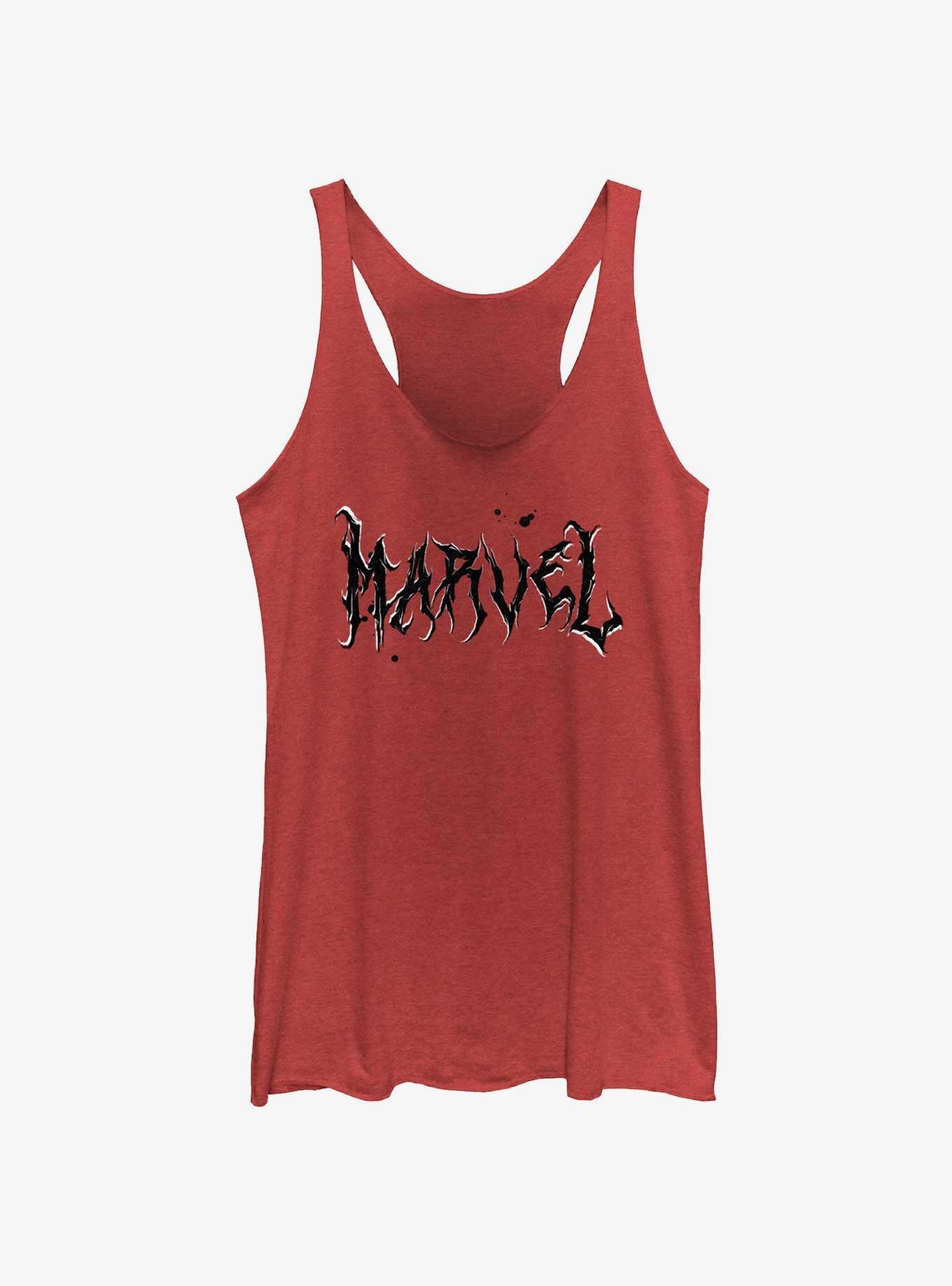 Marvel Metal Marvel Logo Womens Tank Top, RED HTR, hi-res