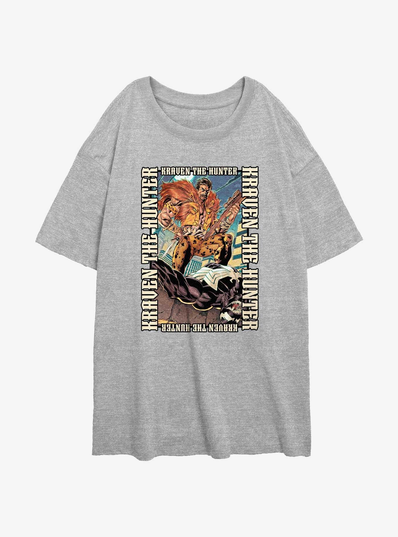 Marvel Kraven the Hunter Demolish Venom Poster Womens Oversized T-Shirt, ATH HTR, hi-res