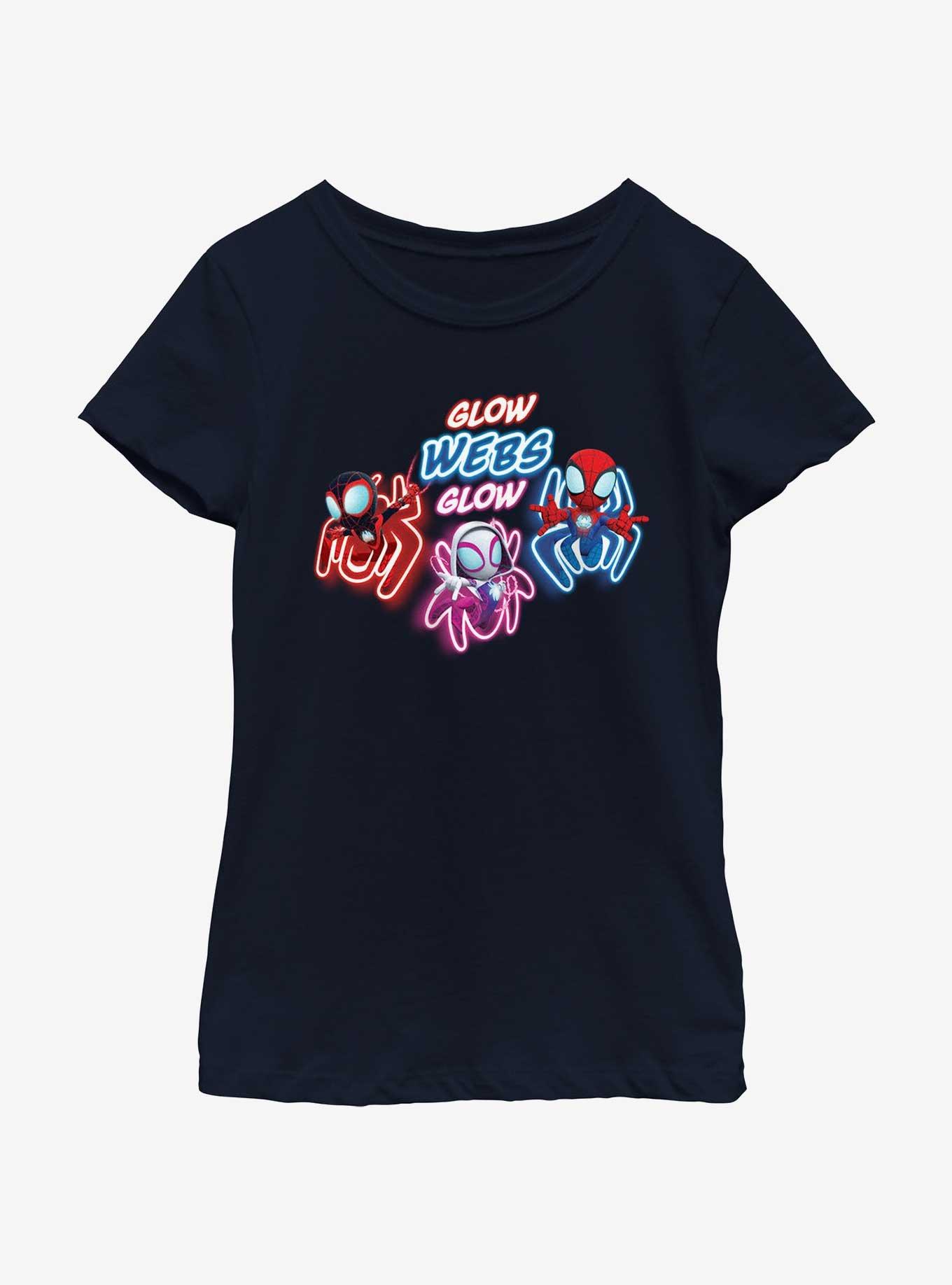 Marvel Spidey and His Amazing Friends Glow Webs Girls Youth T-Shirt