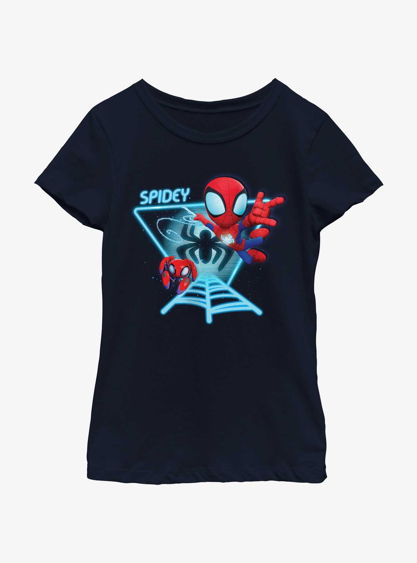 Marvel Spidey and His Amazing Friends Spidey Glow Webs Girls Youth T-Shirt, , hi-res