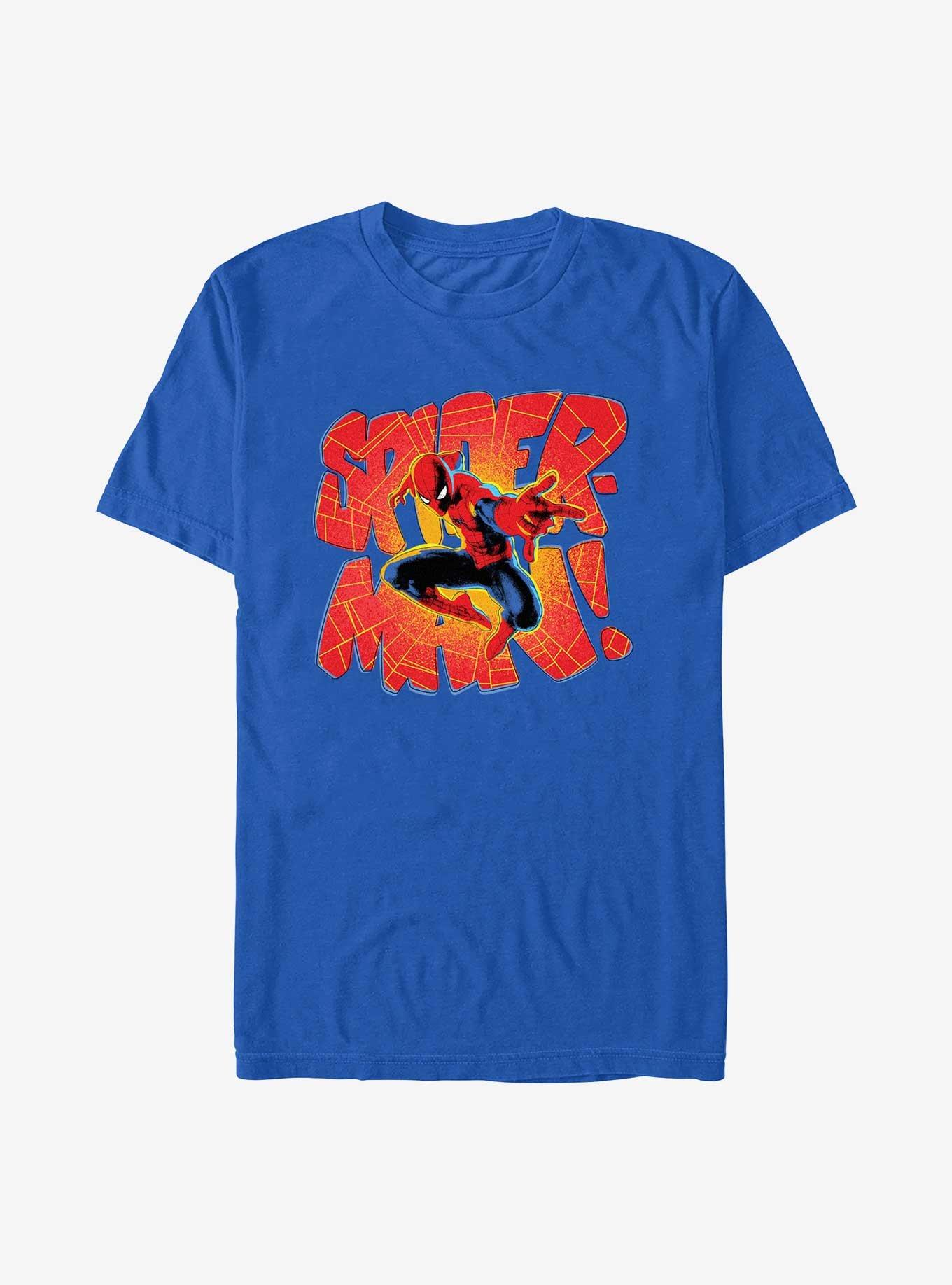 Marvel Spider-Man Comic Letters T-Shirt, ROYAL, hi-res