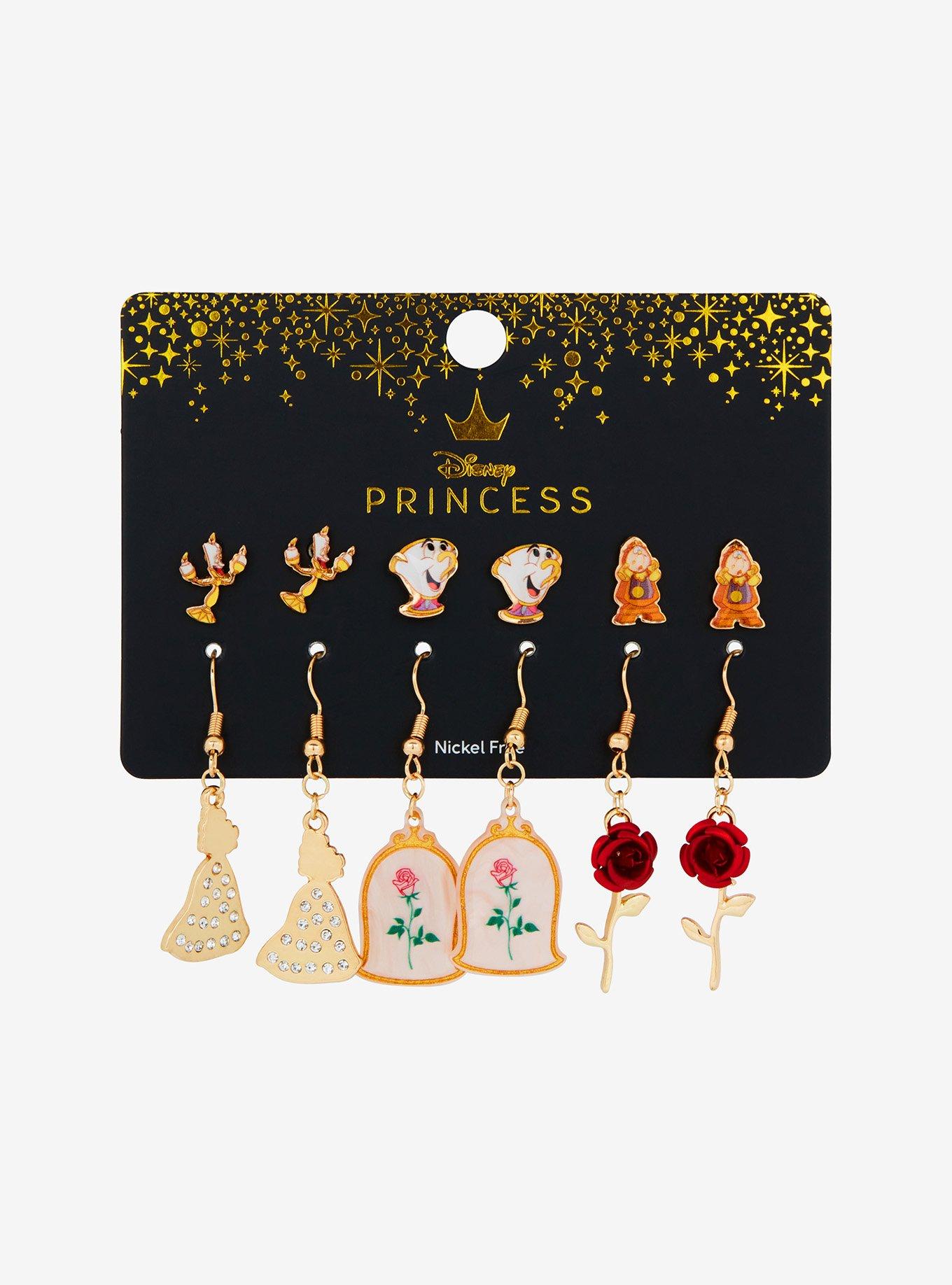 Disney Beauty And The Beast Characters Earring Set, , hi-res