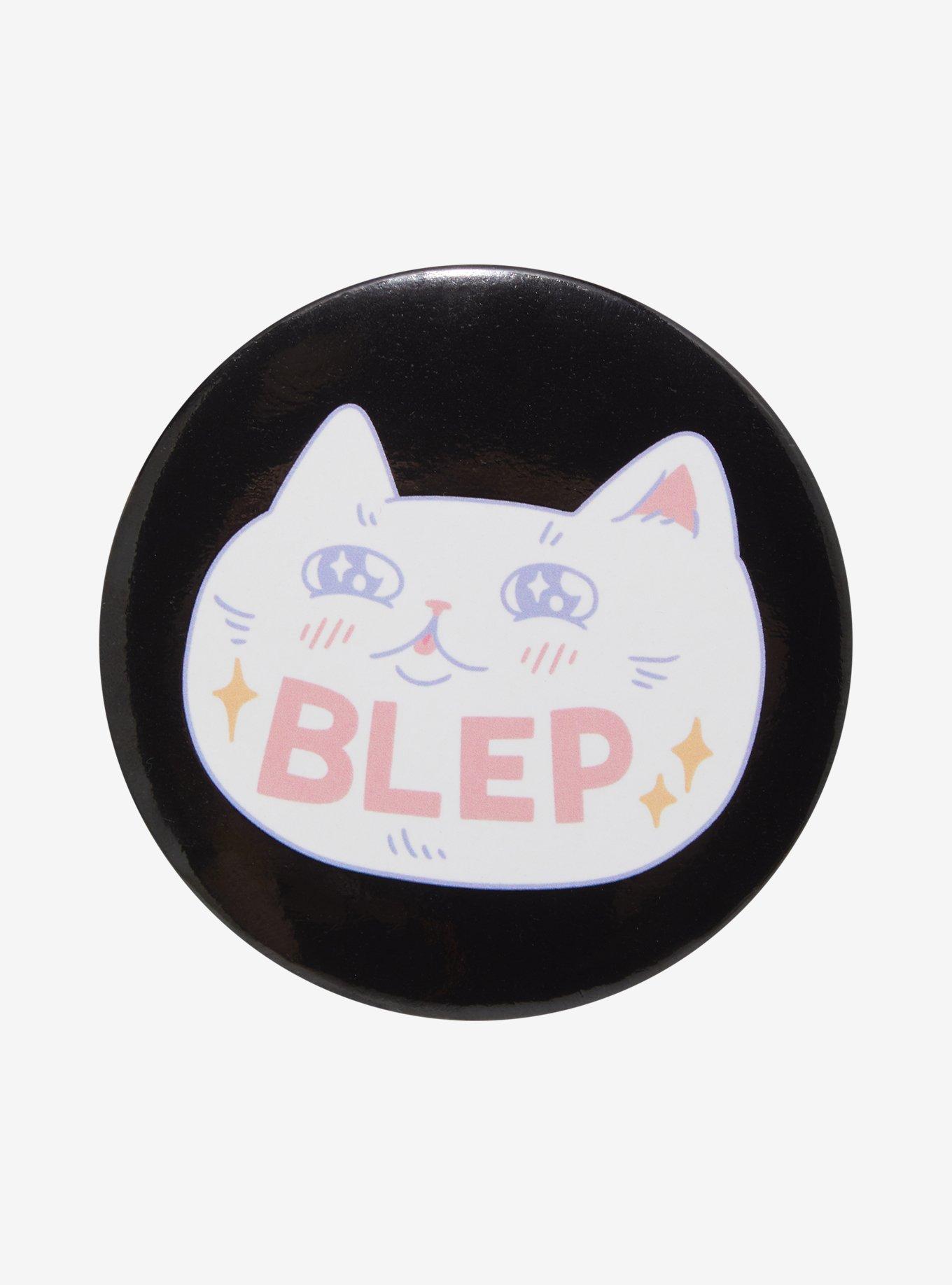 White Cat Blep 3 Inch Button, , hi-res