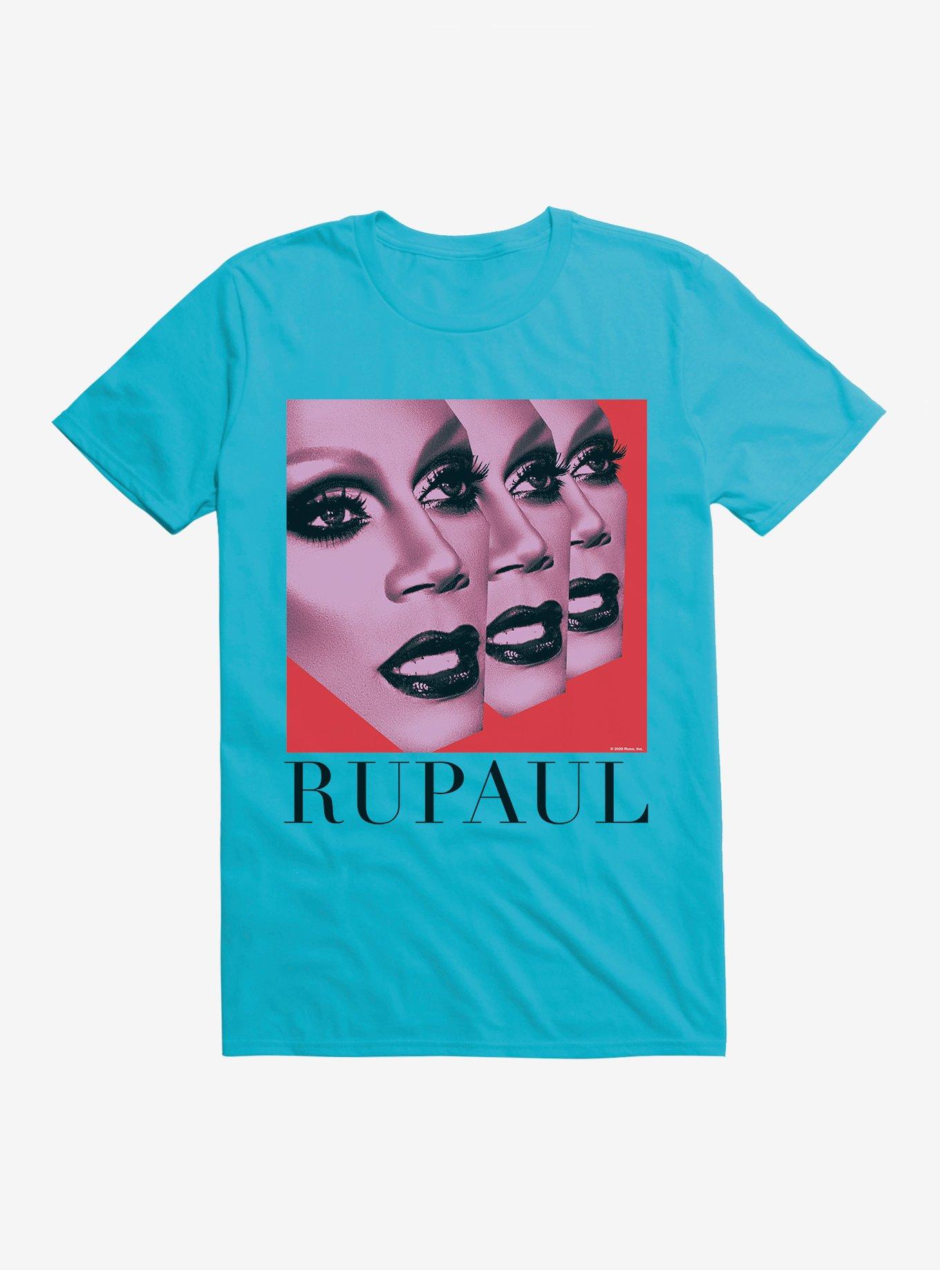 RuPaul Face Repeat T-Shirt, TROPICAL BLUE, hi-res