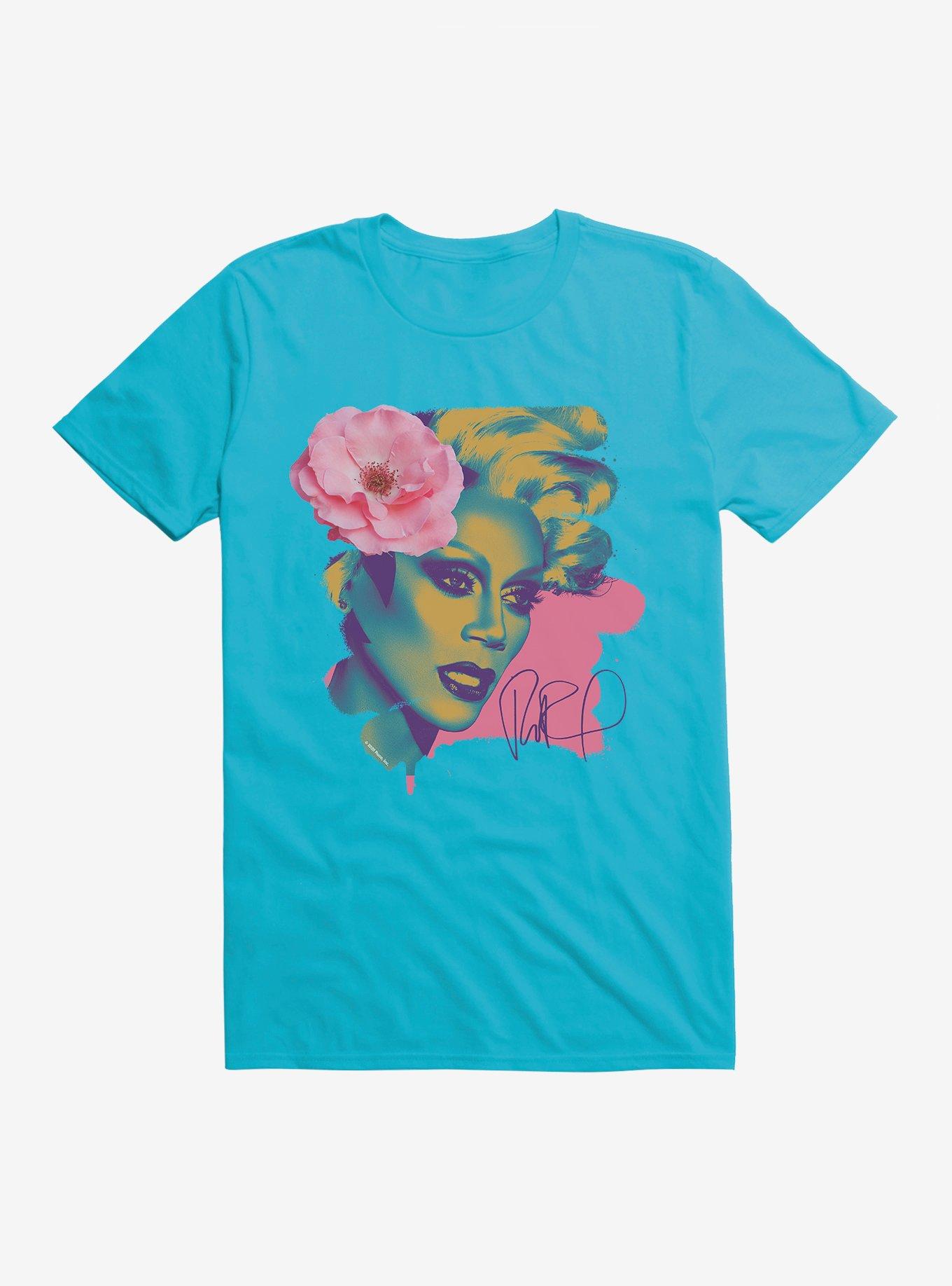 RuPaul Floral Portrait T-Shirt, TROPICAL BLUE, hi-res