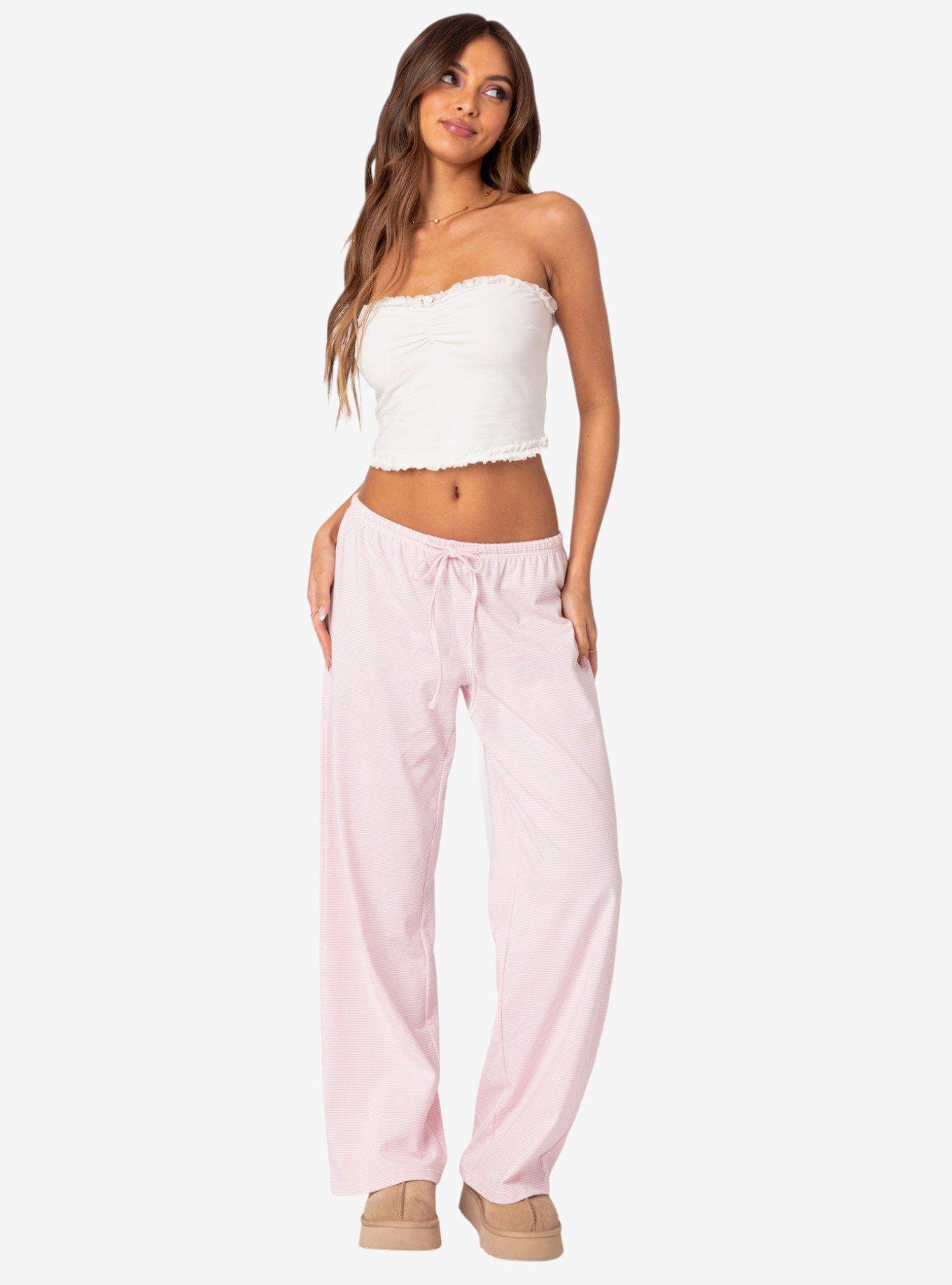 Olivia Striped Loose Fit Pants, PINK, hi-res