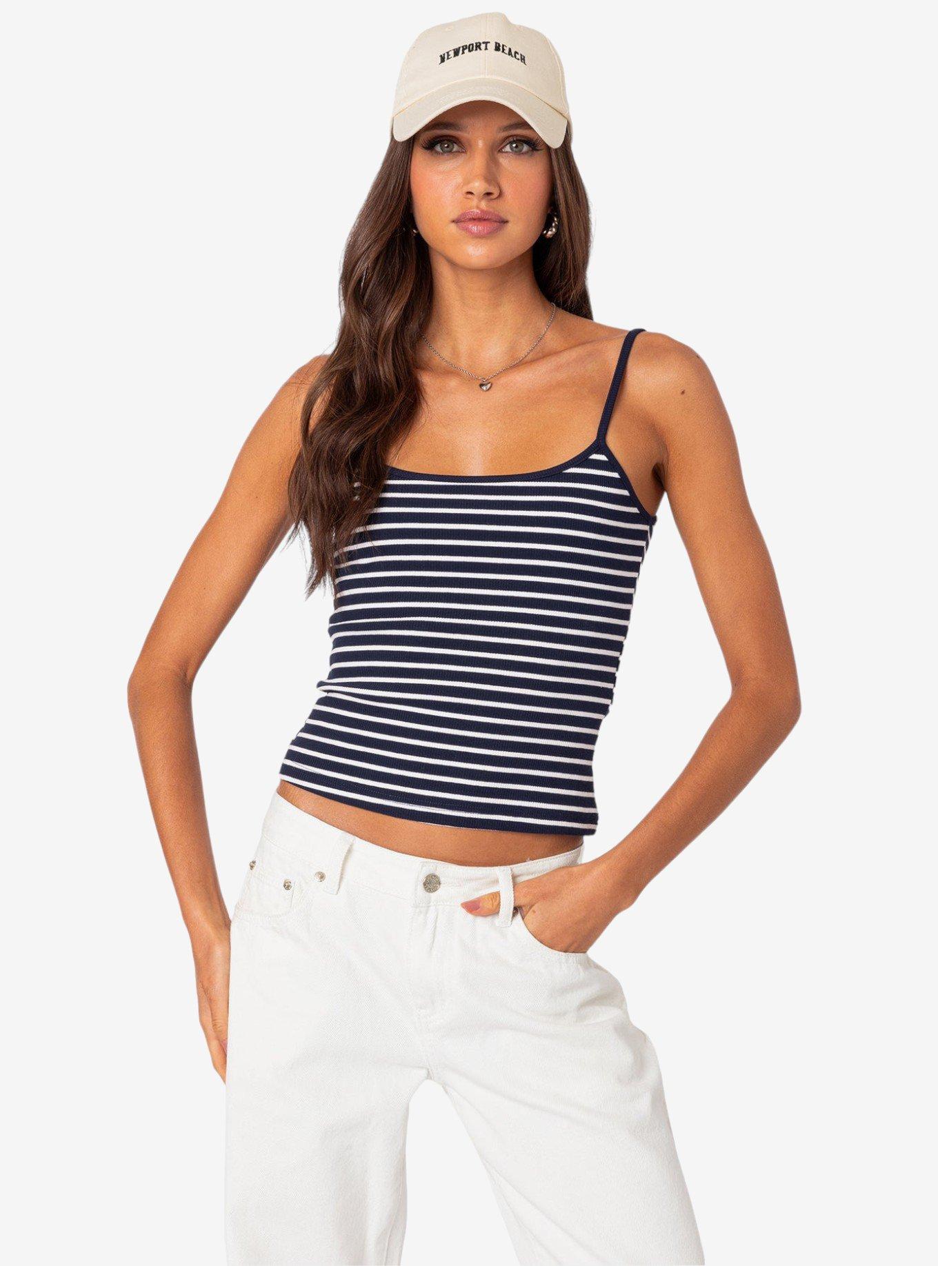 Gretta Striped Ribbed Tank Top, MULTI, hi-res