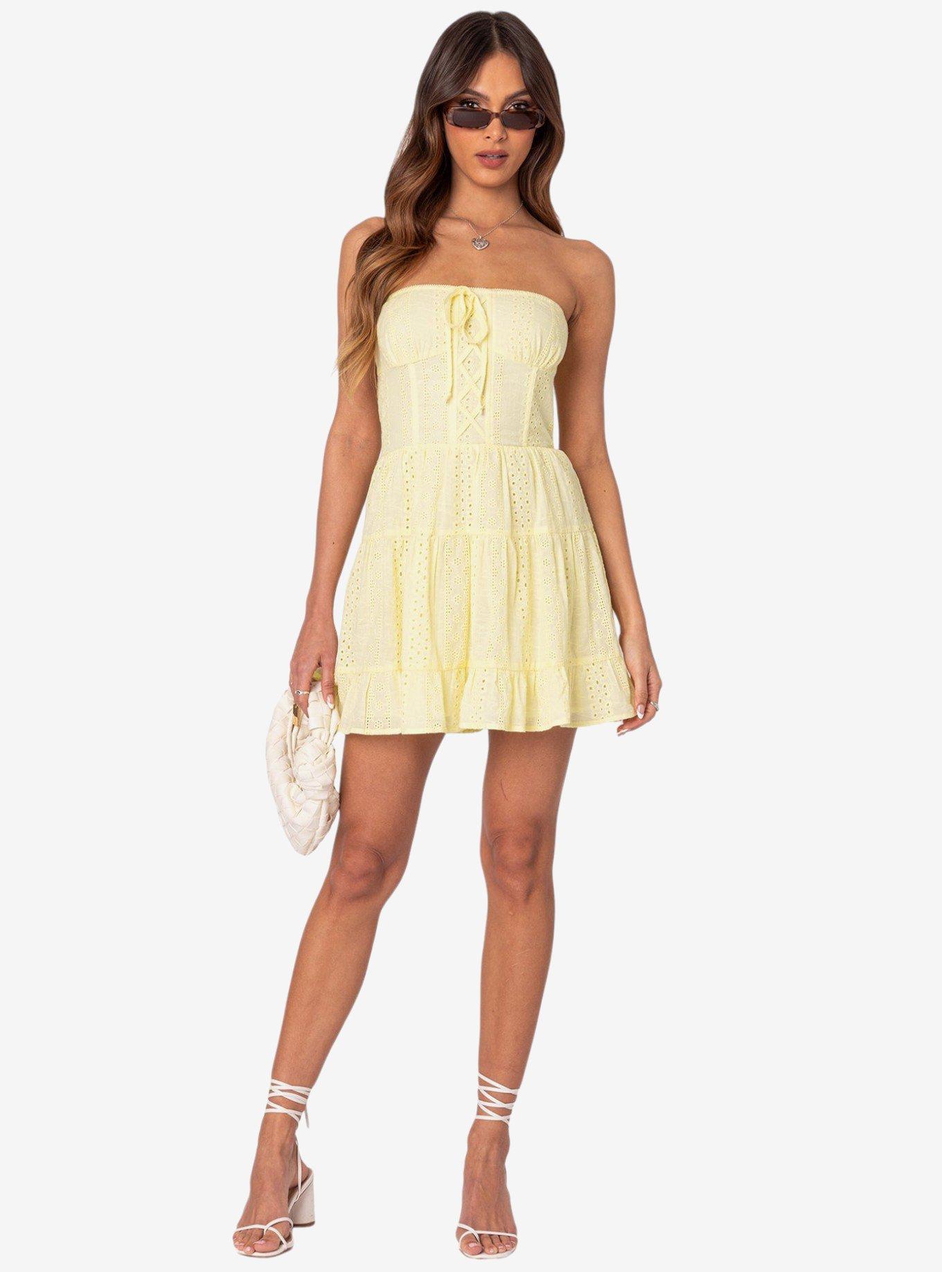 Liora Lacey Cotton Mini Dress, BRIGHT YELLOW, hi-res