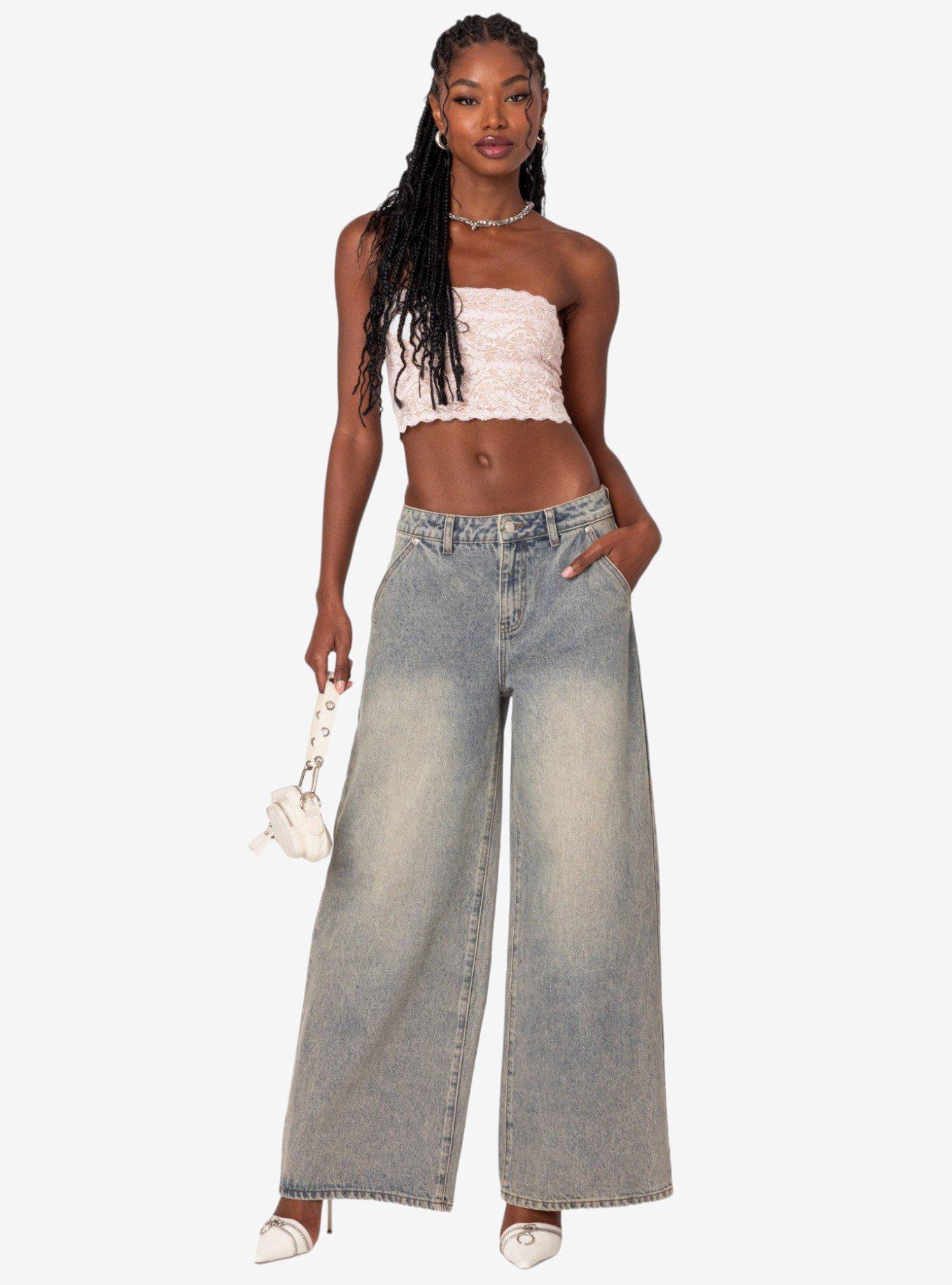 Edikted Super Baggy Wide Leg Jeans, GREY, hi-res