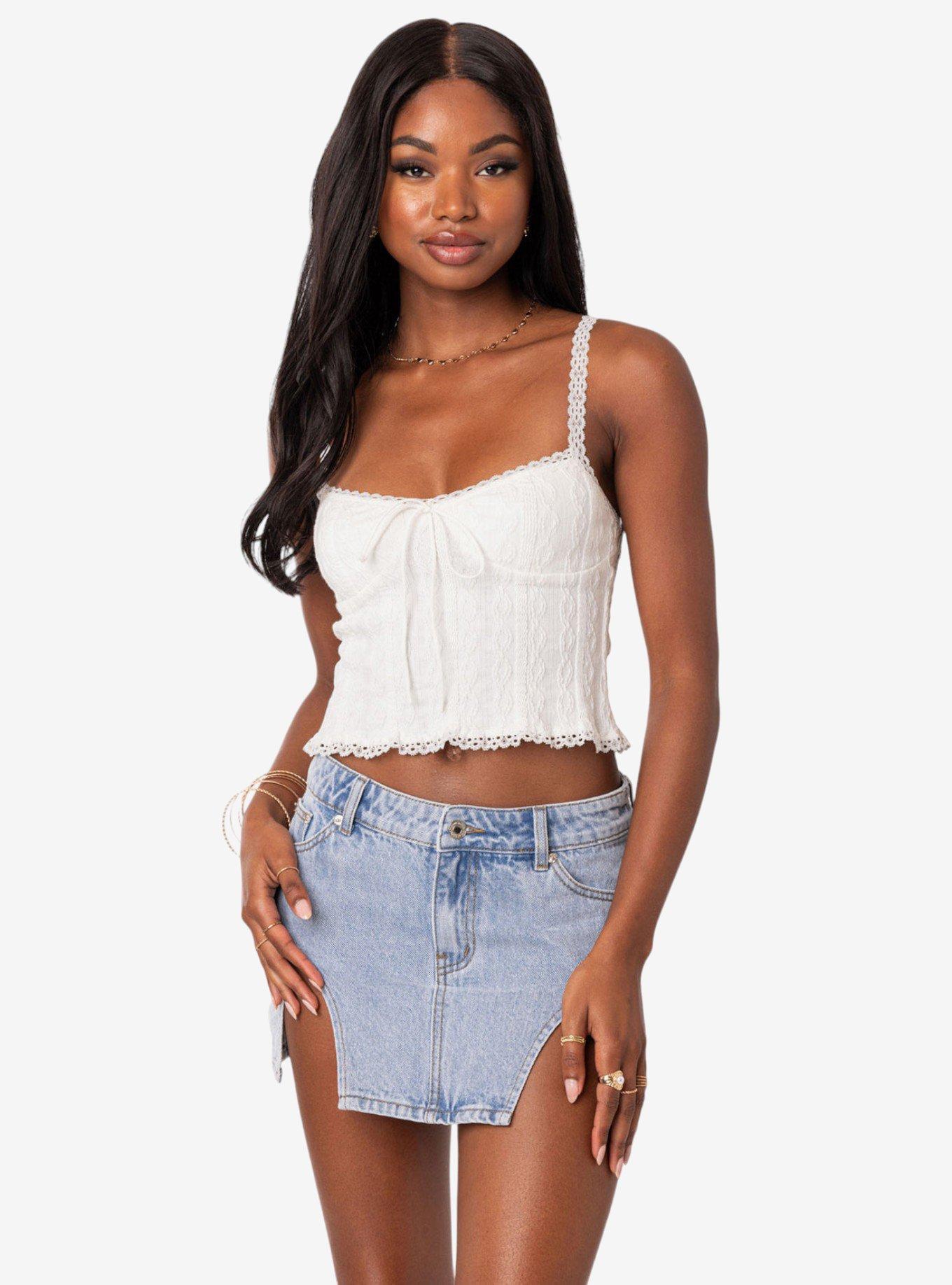 Lacey Knit Tank Top, BRIGHT WHITE, hi-res