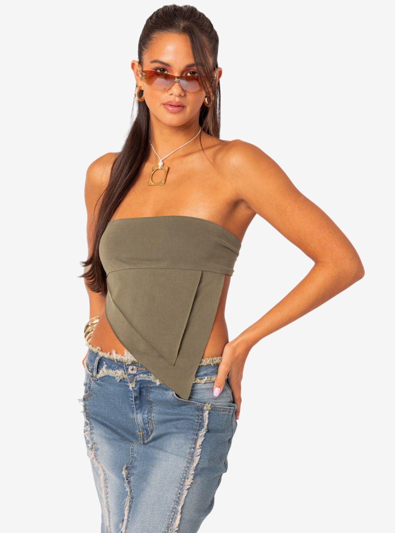 Patterson Layered Triangle Tube Top, OLIVE, hi-res