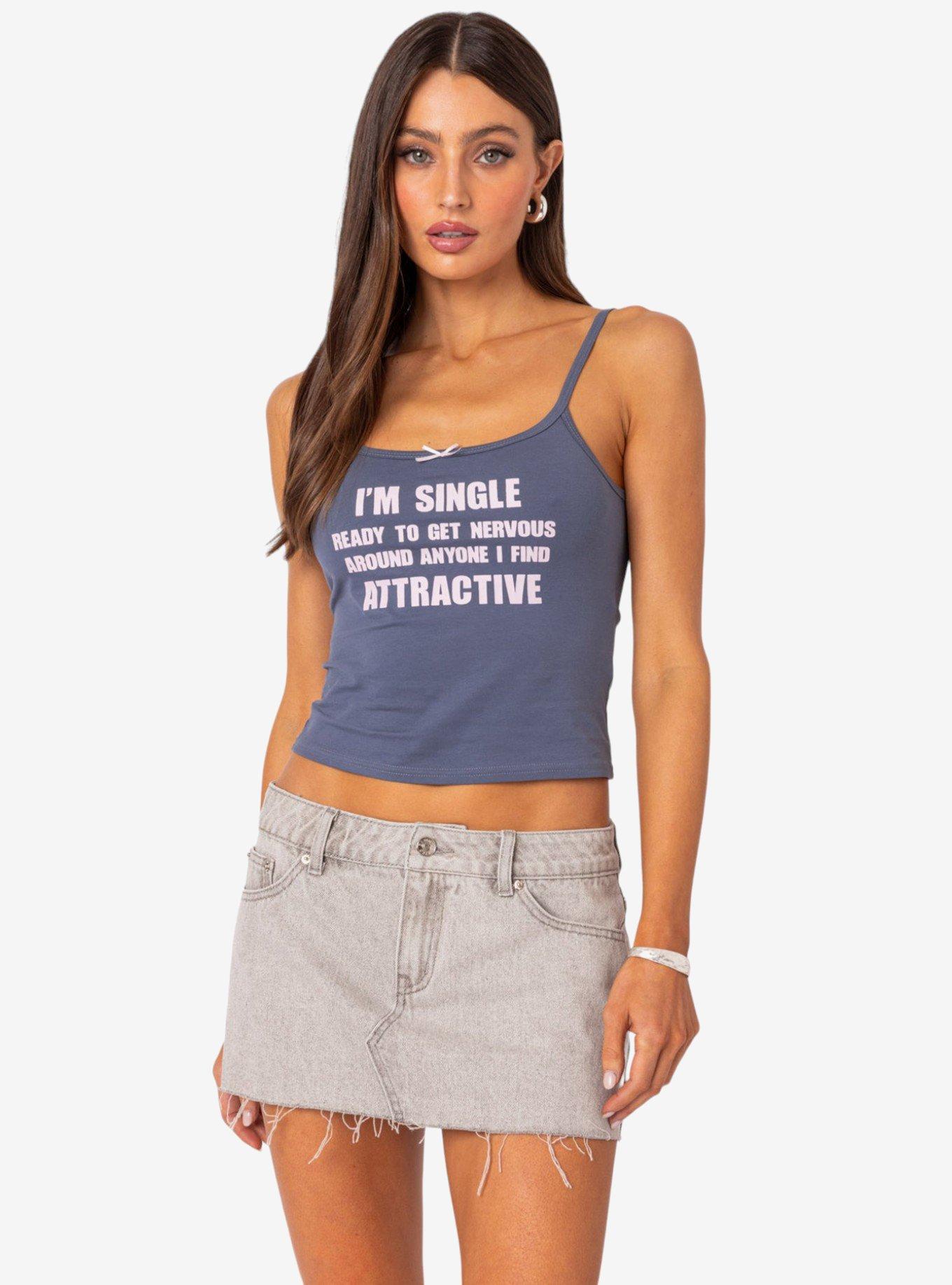 Edikted I'm Single Tank Top Blue, BLUE, hi-res