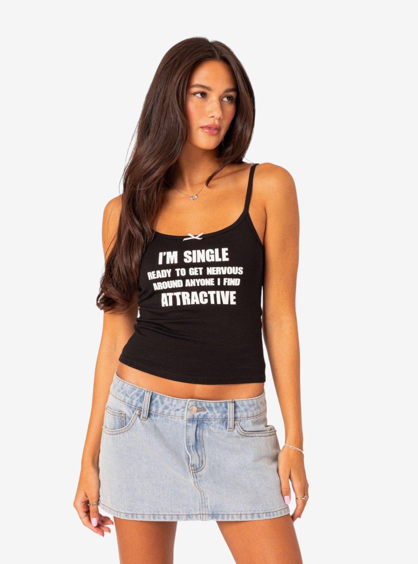 Edikted I'm Single Tank Top Black, BLACK, hi-res