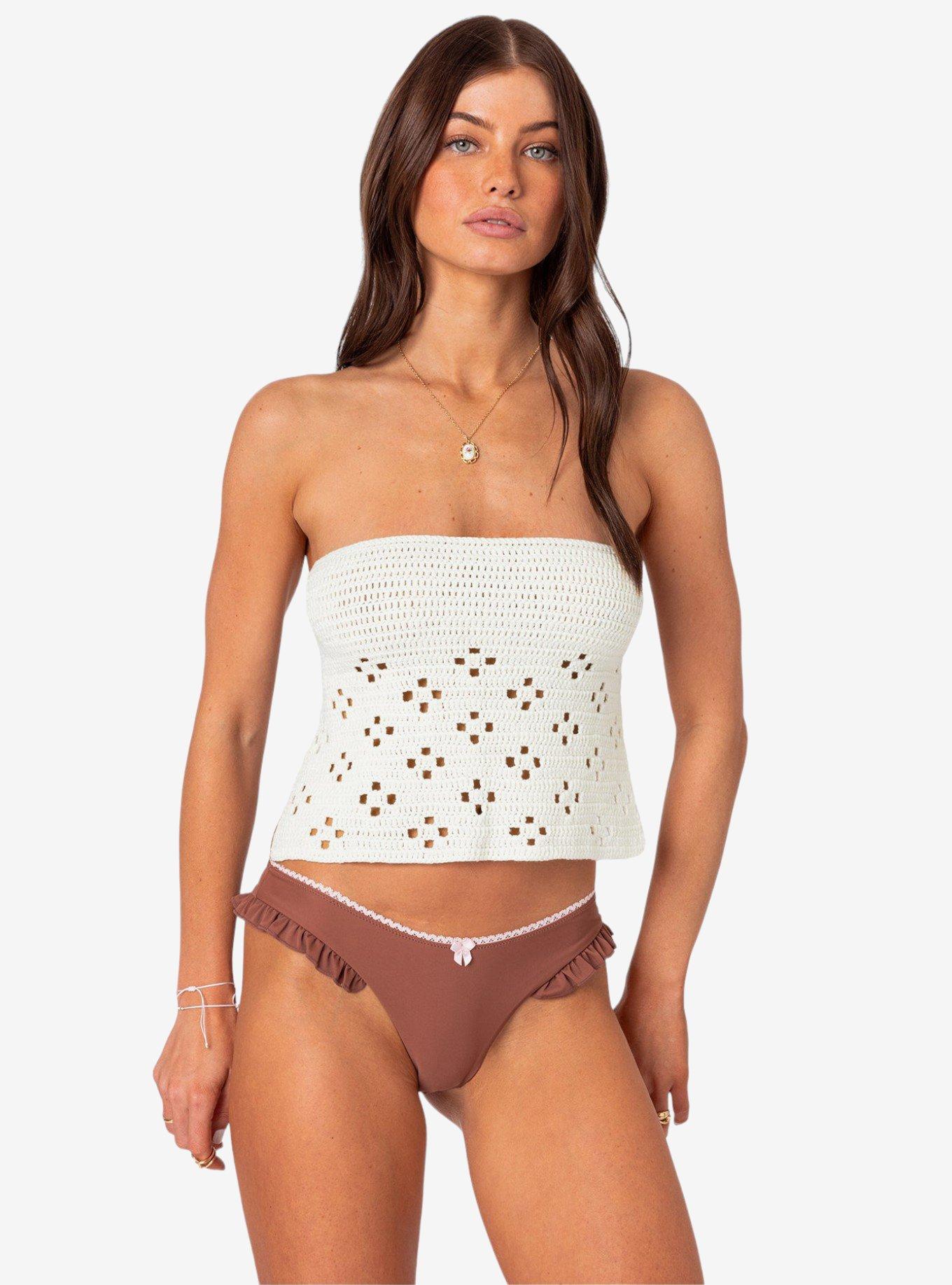 Niki Crochet Strapless Top, IVORY, hi-res
