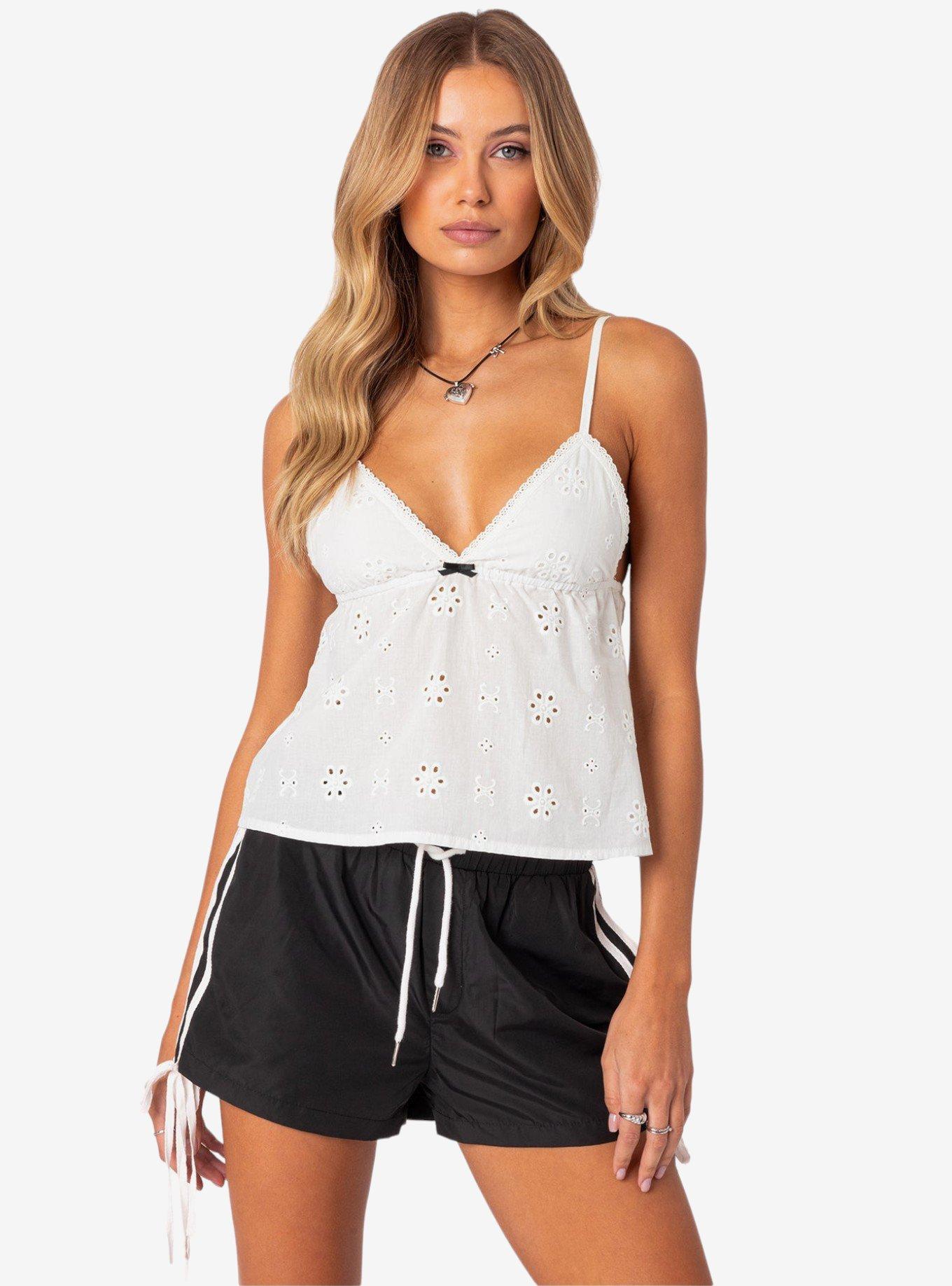 Emilie Eyelet Tank Top, BRIGHT WHITE, hi-res