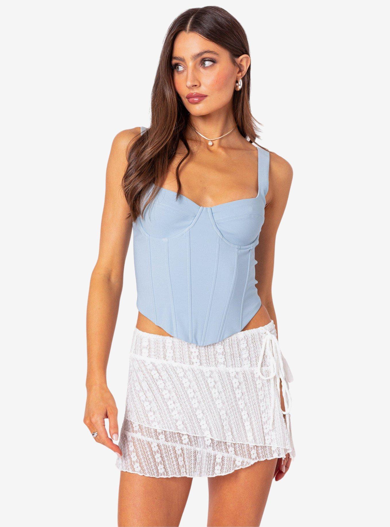 Edikted Jazmine Cupped Corset Top, BLUE, hi-res