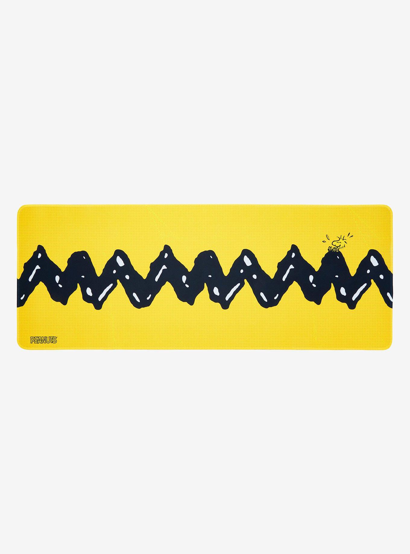 peanuts charlie brown shirt pattern yellow desk mat | boxlunch