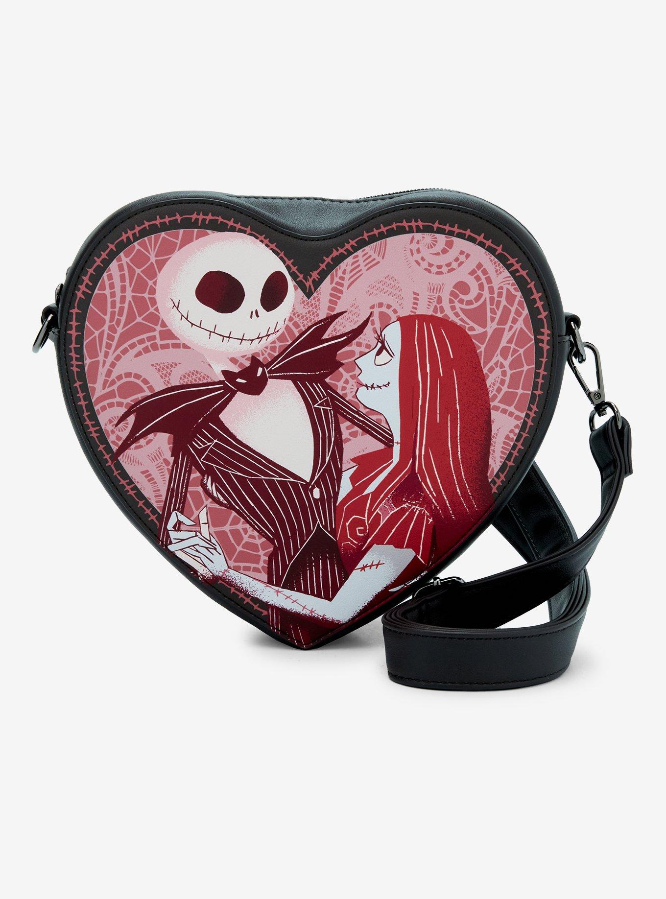 Loungefly The Nightmare Before Christmas Jack & Sally Heart Figural Crossbody Bag, , hi-res