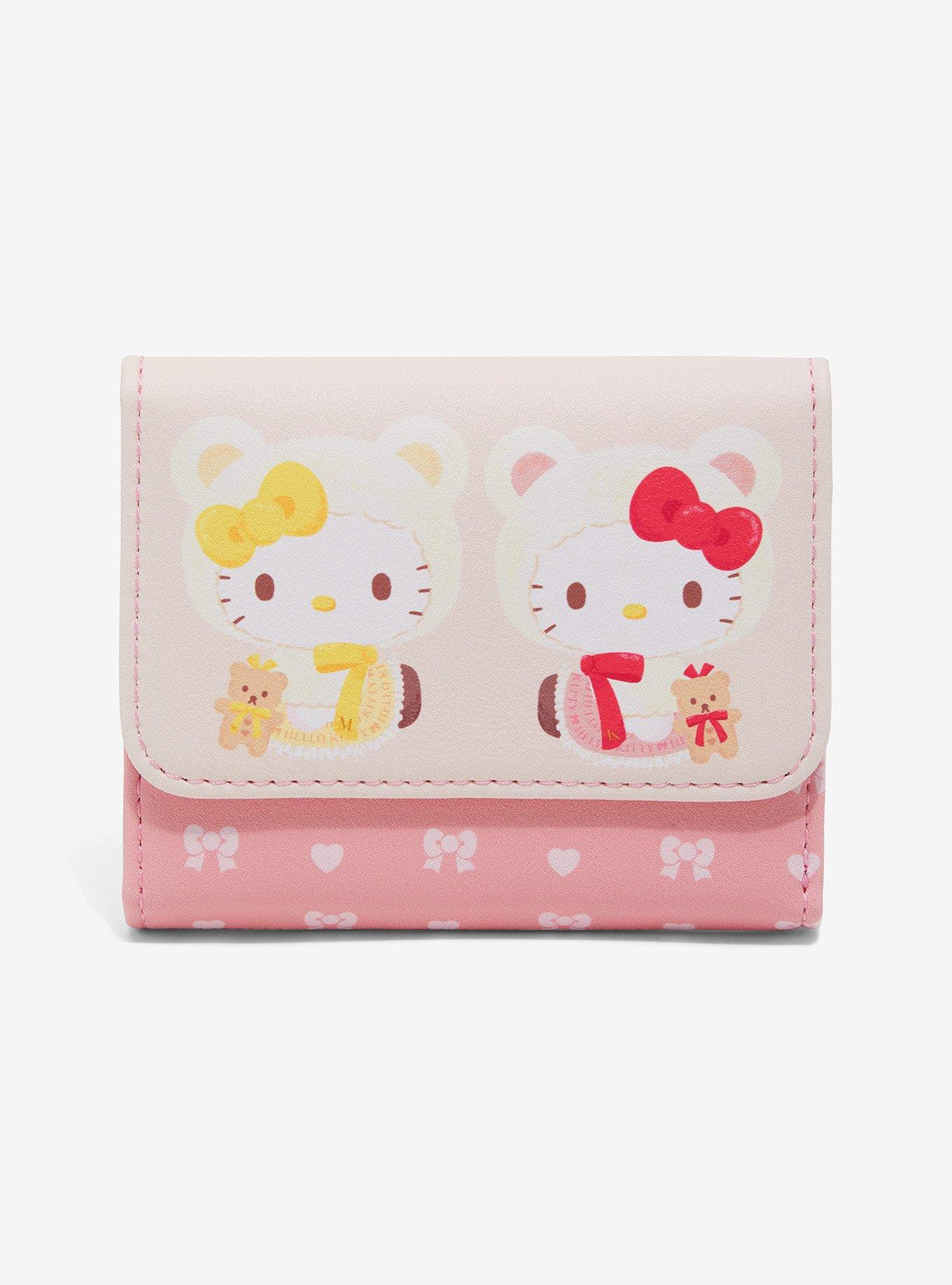 Loungefly Hello Kitty & Mimmy White Teddy Bear Mini Flap Wallet, , hi-res