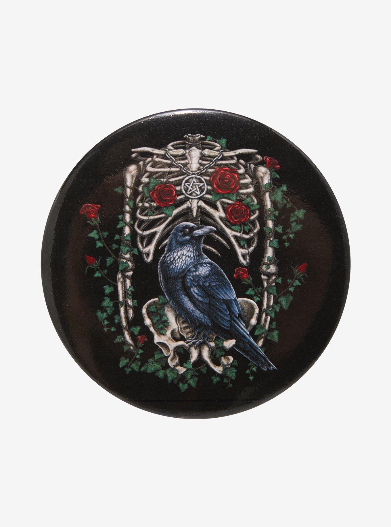 Skeleton Crow 3 Inch Button, , hi-res